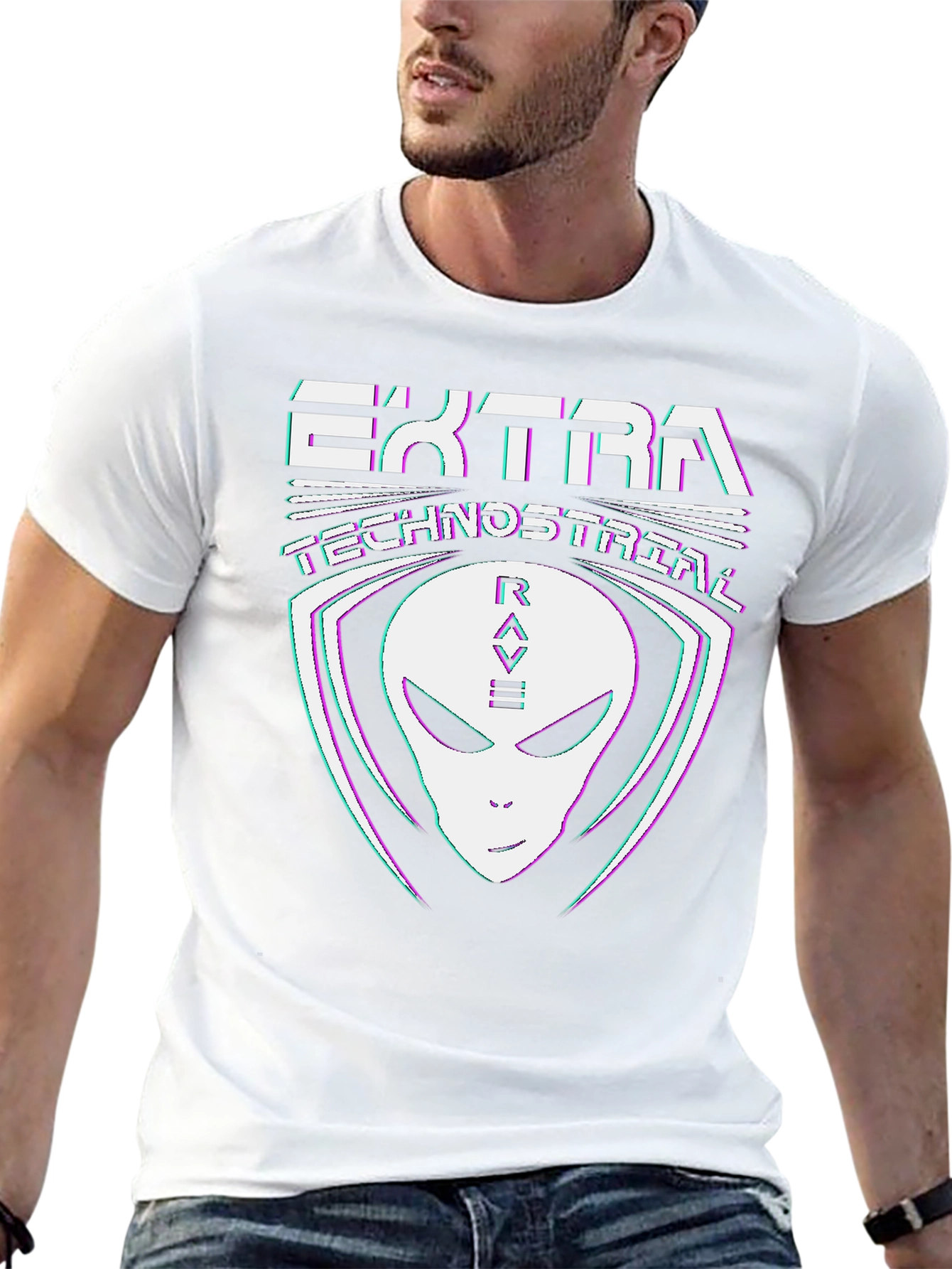 Extra Technostrial Rave Alien Graphic Tee