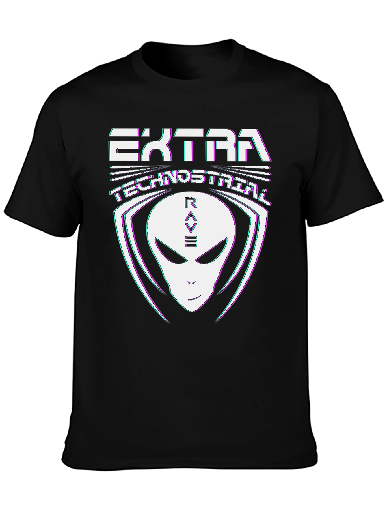 Extra Technostrial Rave Alien Graphic Tee