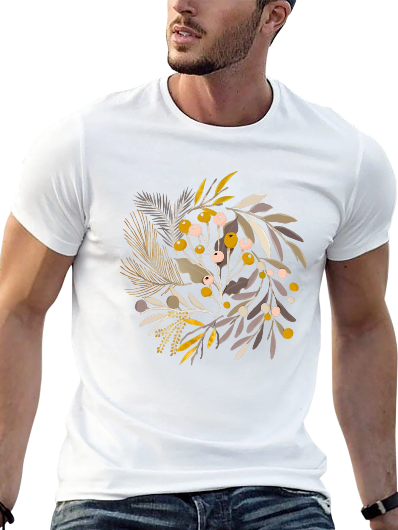 Botanical Print Black T-Shirt - Stylish & Unique