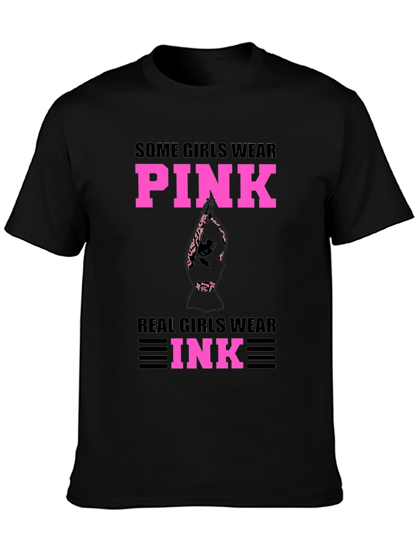 Pink and Ink Graphic Tee - Statement T-Shirt
