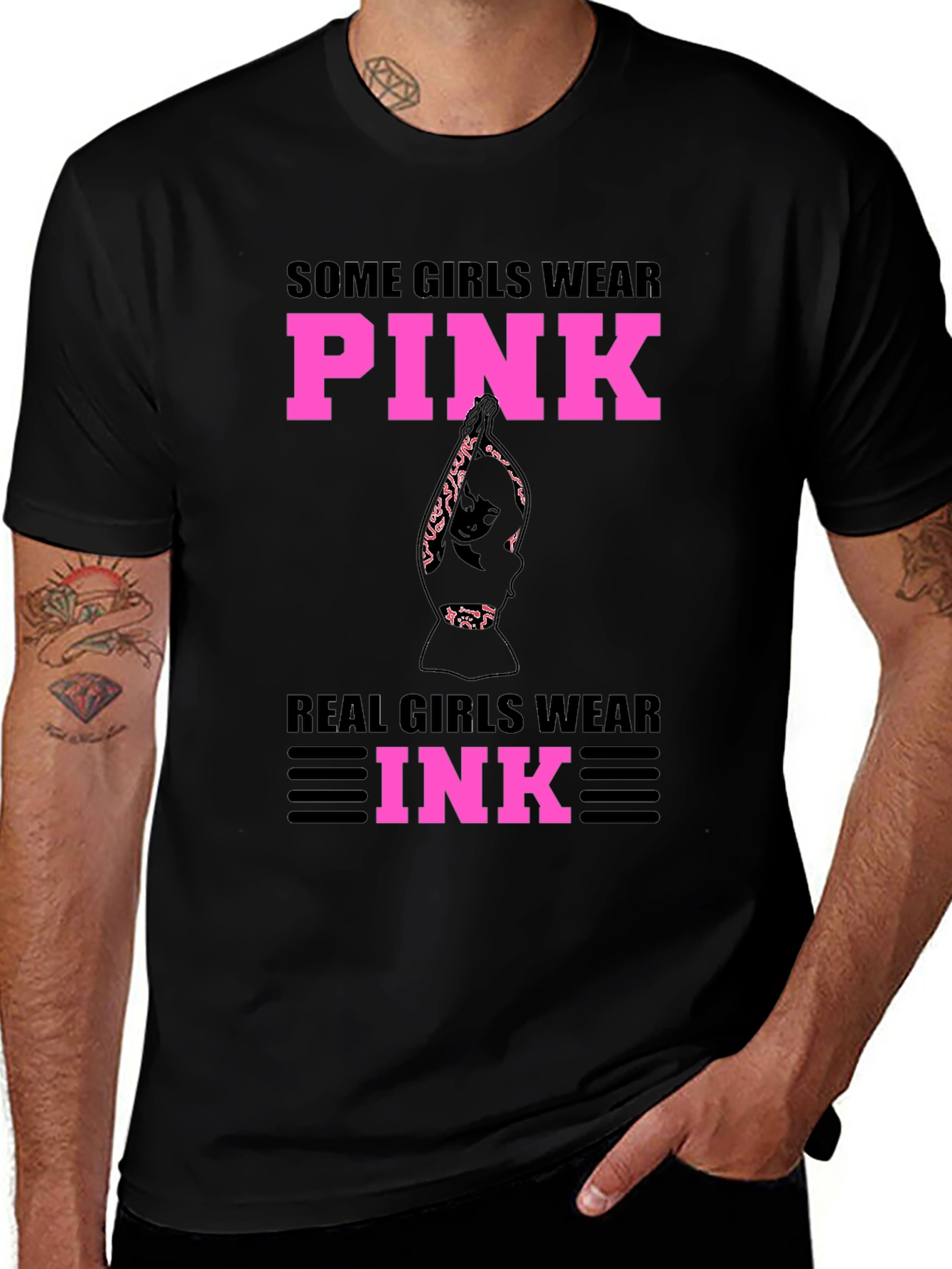 Pink and Ink Graphic Tee - Statement T-Shirt