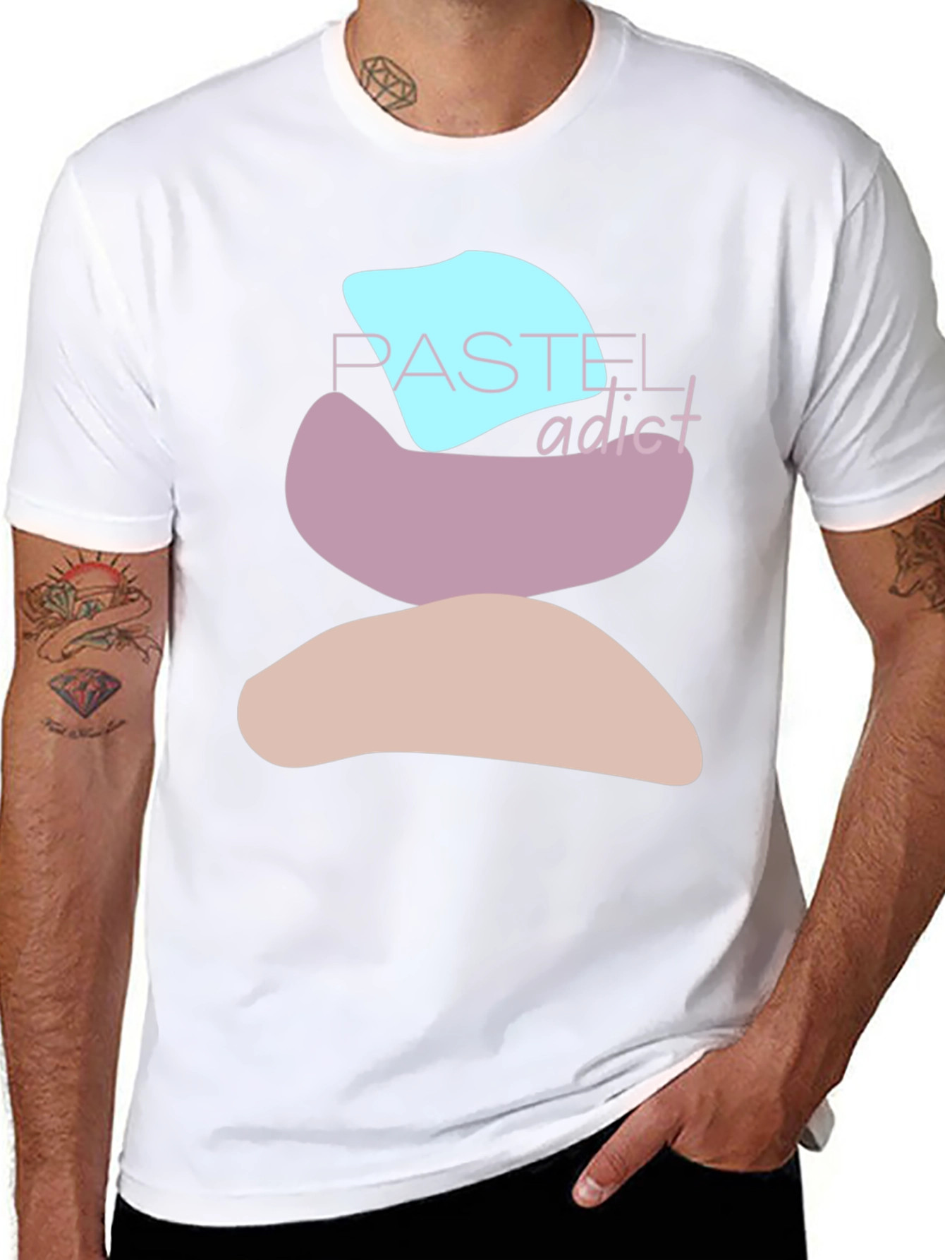 Pastel Addict T-Shirt - Abstract Stacked Design