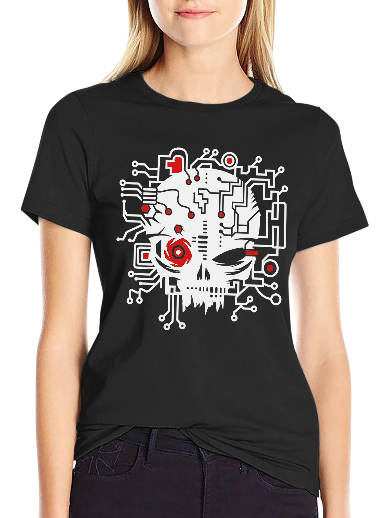 Circuit Skull Graphic Tee - Modern Geek Style