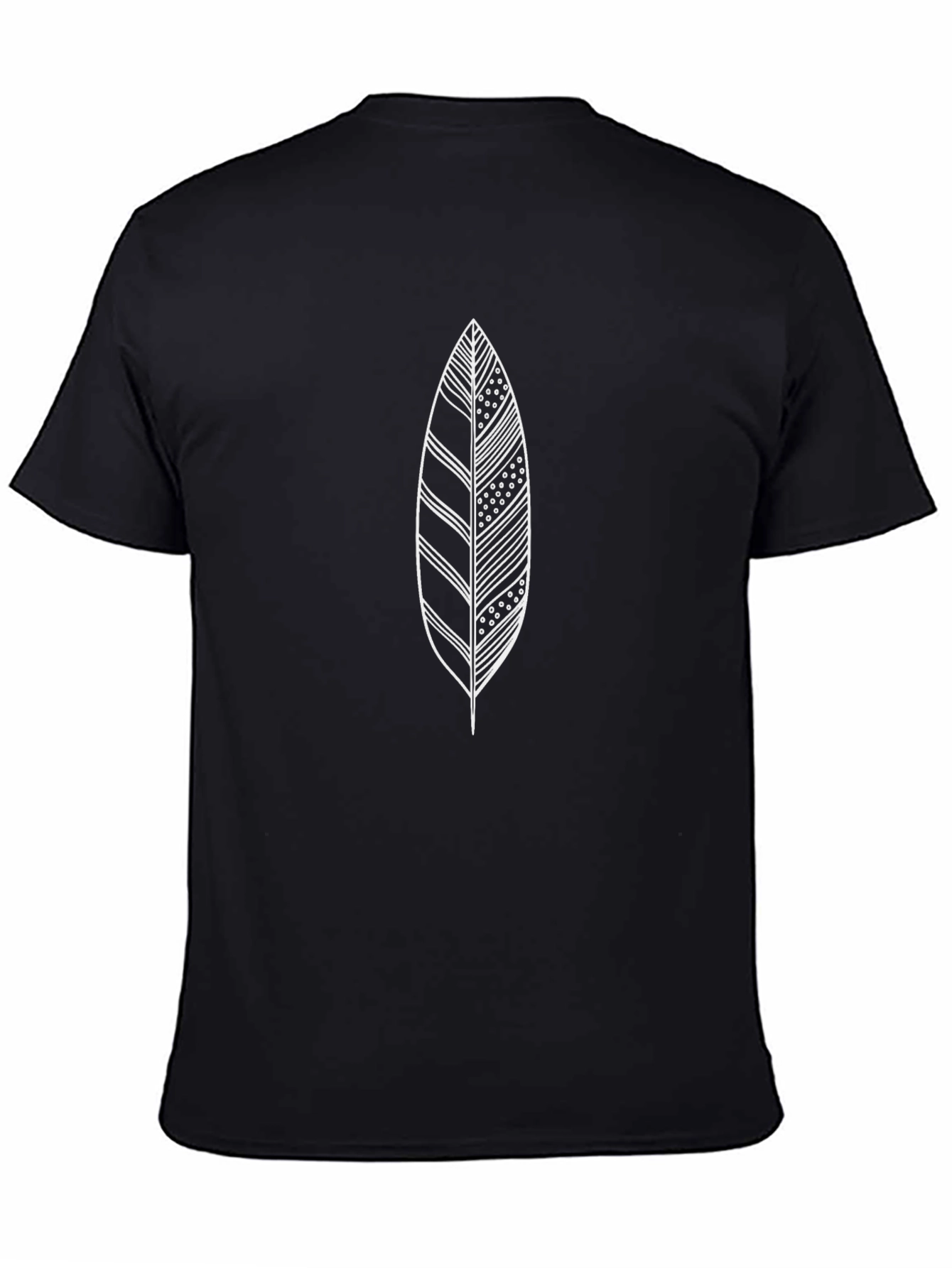 Black T-Shirt with Feather Design