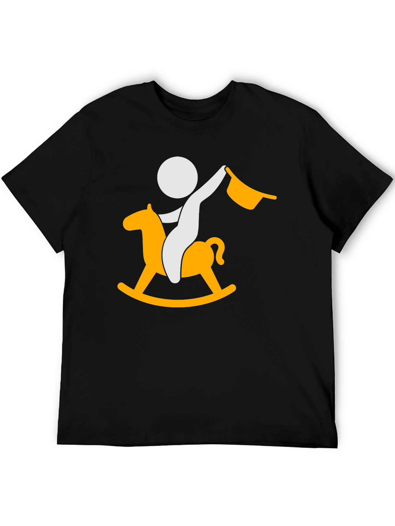 Stick Figure Rocking Horse Black T-Shirt
