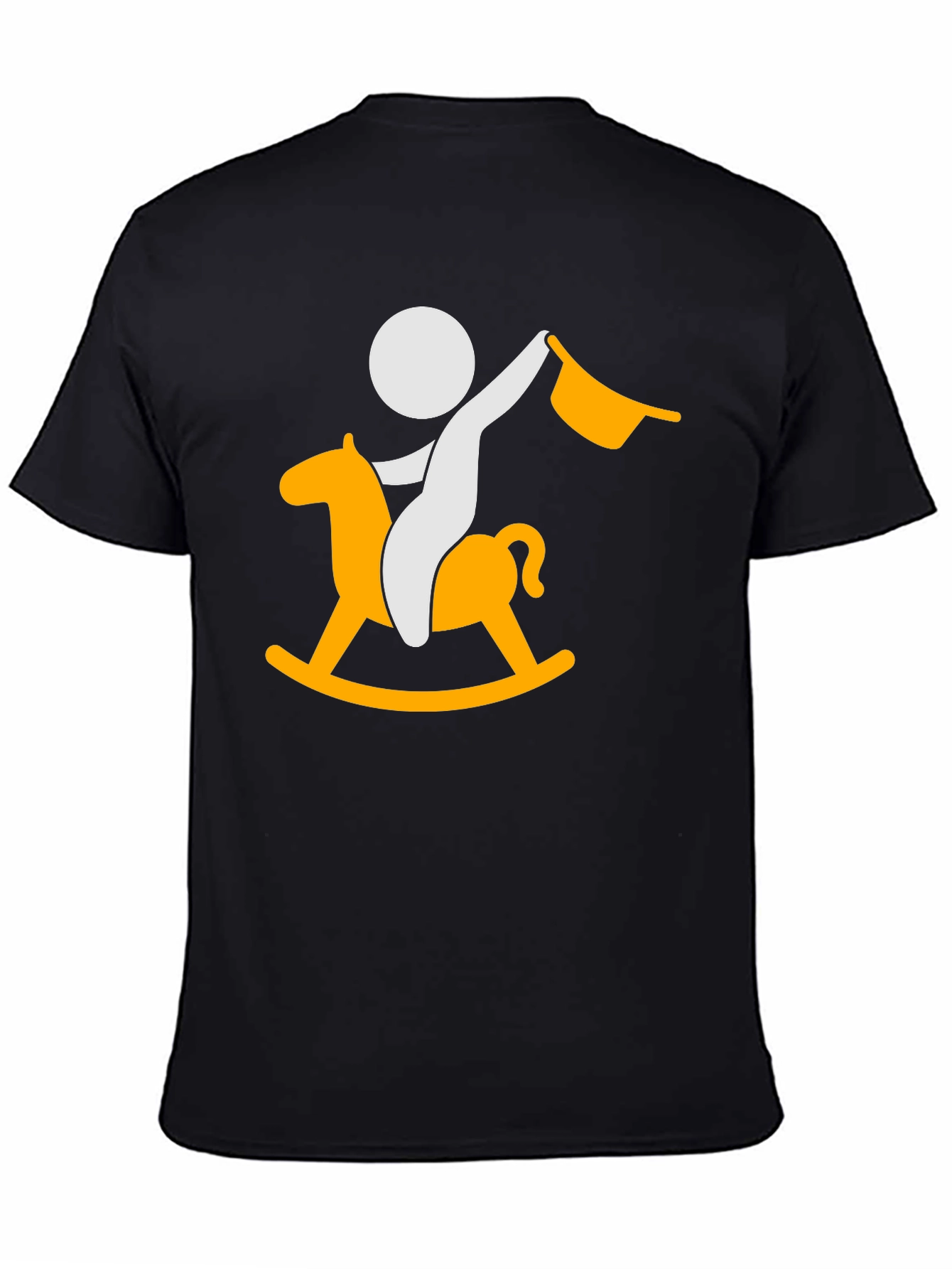 Stick Figure Rocking Horse Black T-Shirt