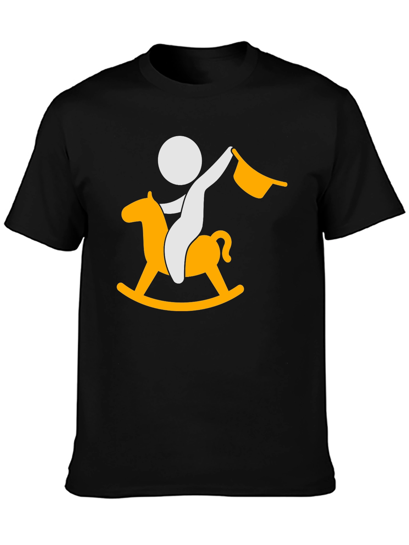Stick Figure Rocking Horse Black T-Shirt