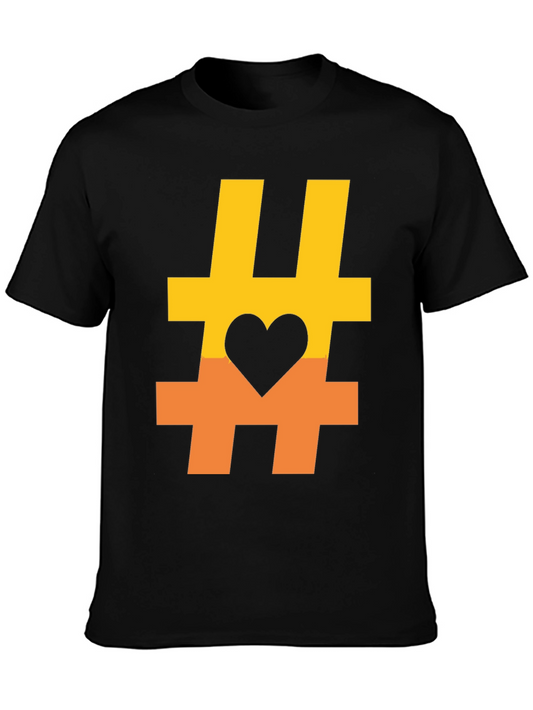 Hashtag Heart Graphic Tee - Casual Black T-Shirt