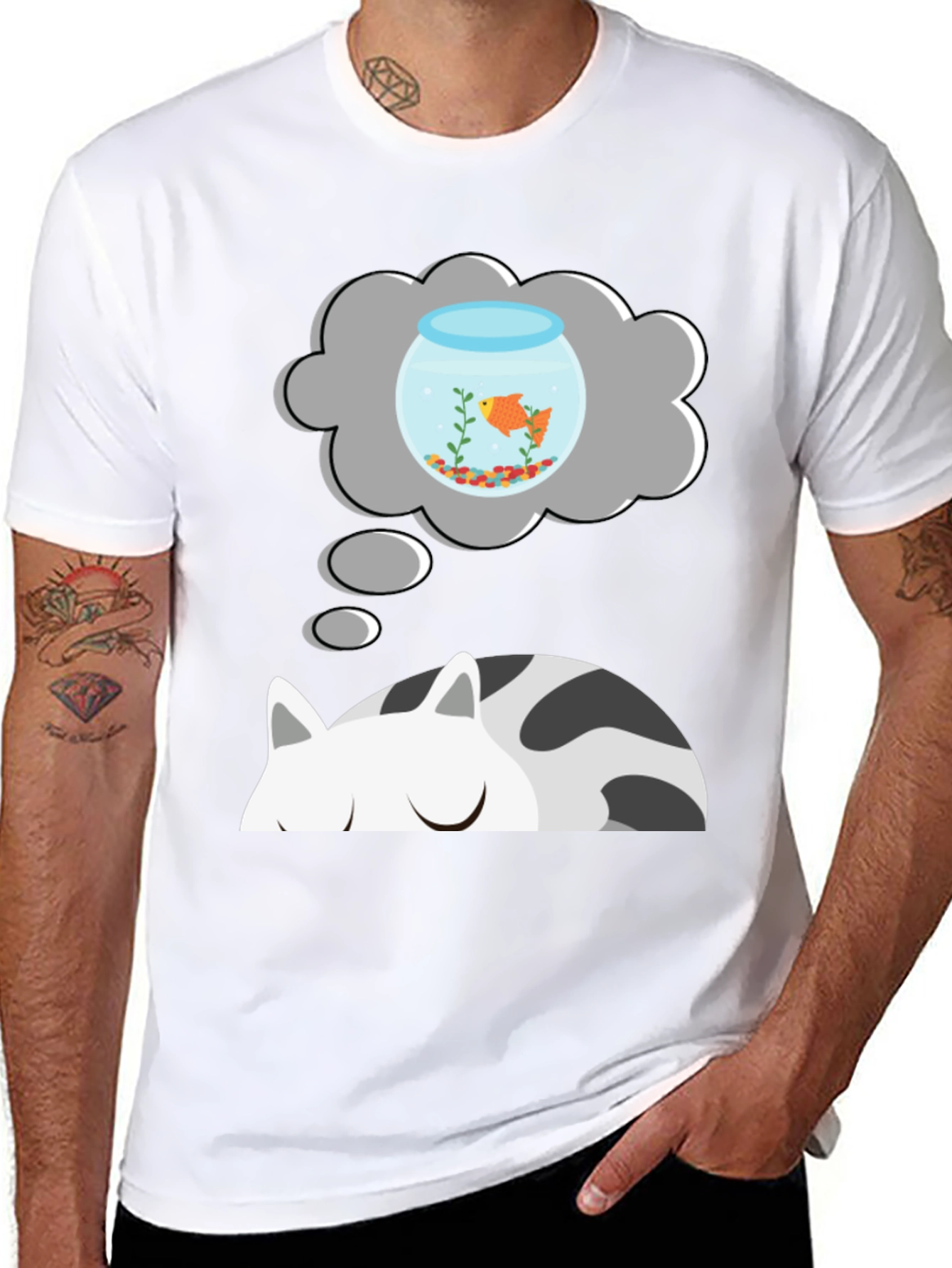 Cat Dreaming of Goldfish T-Shirt