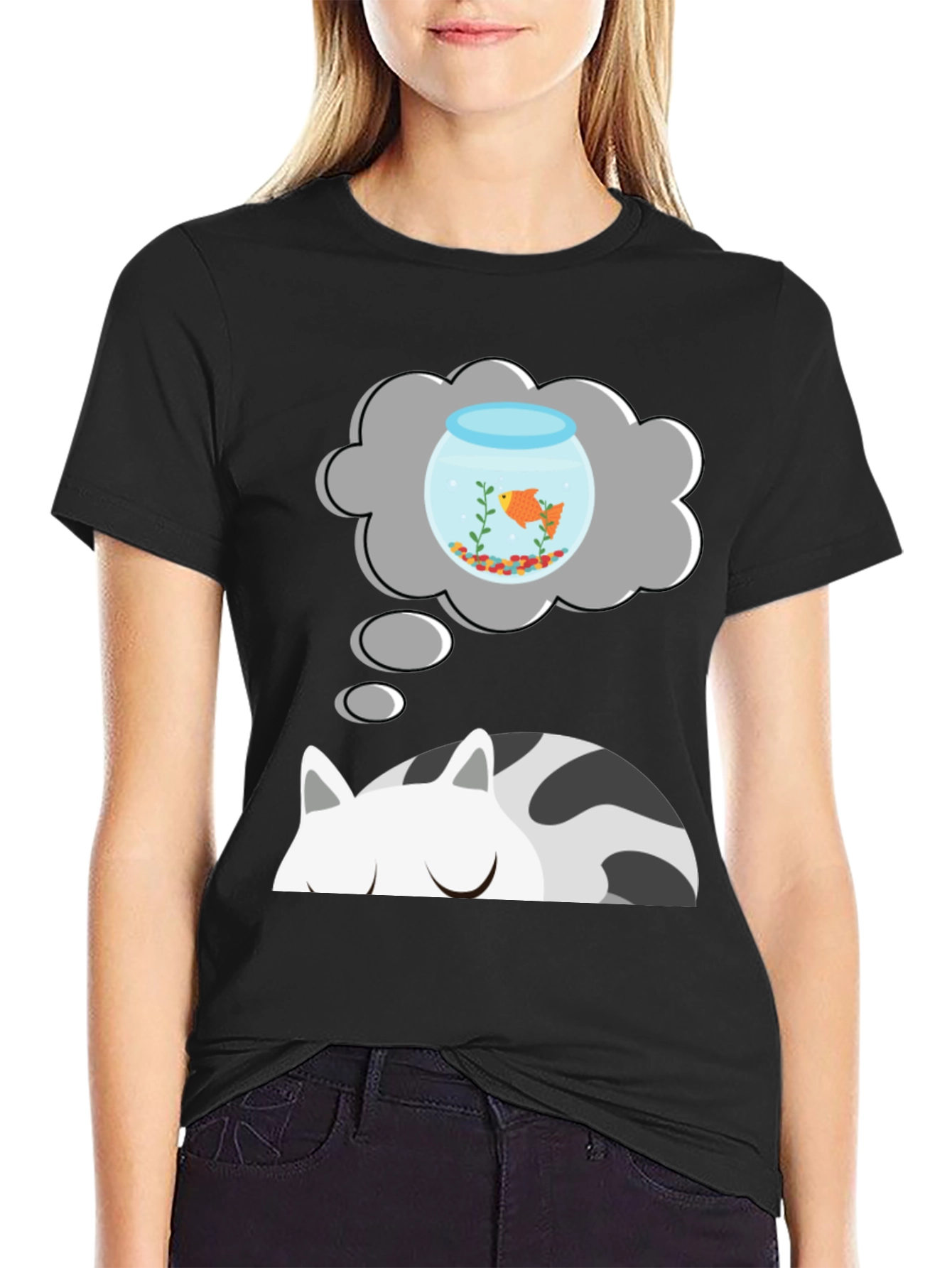 Cat Dreaming of Goldfish T-Shirt