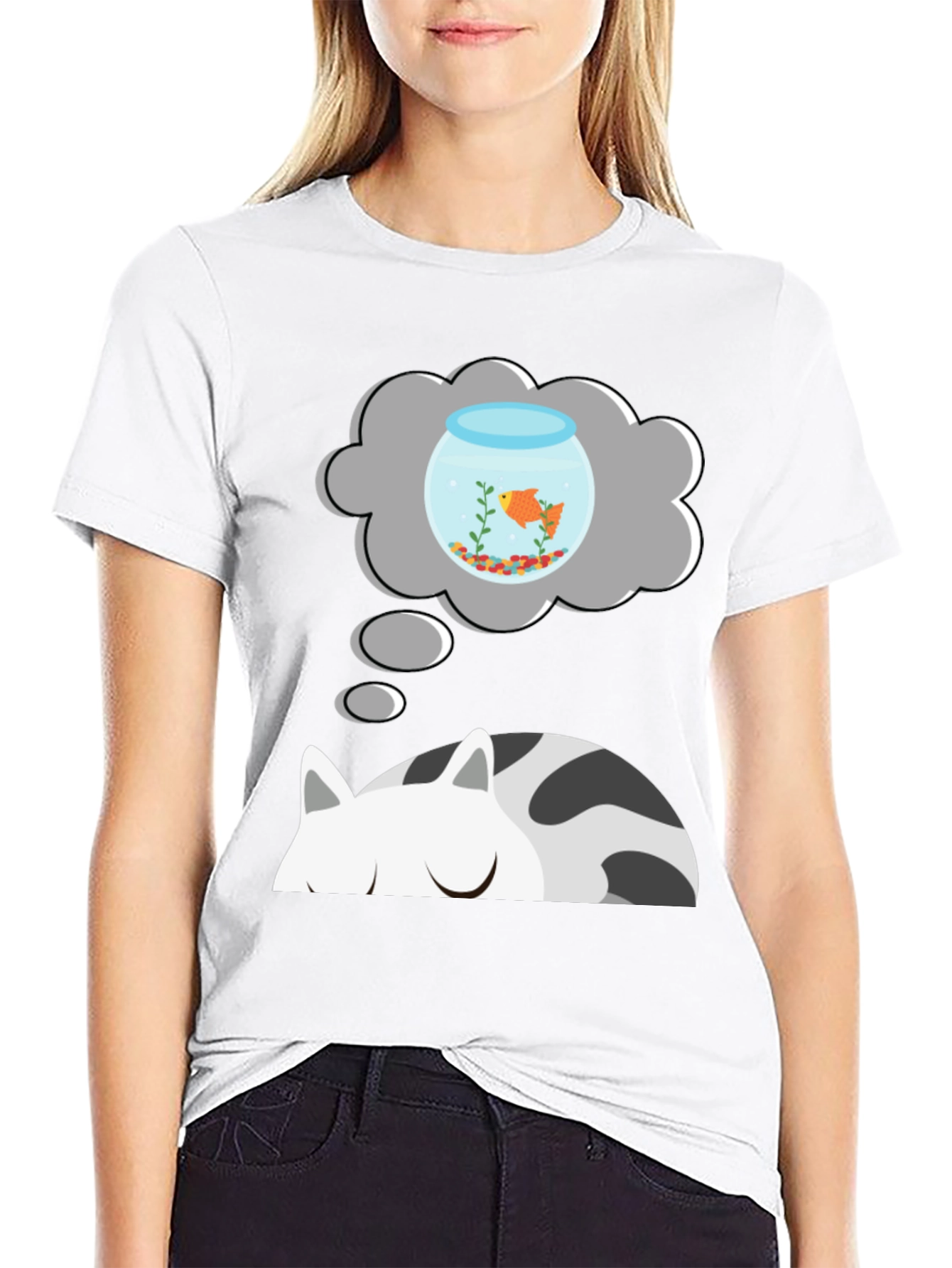 Cat Dreaming of Goldfish T-Shirt