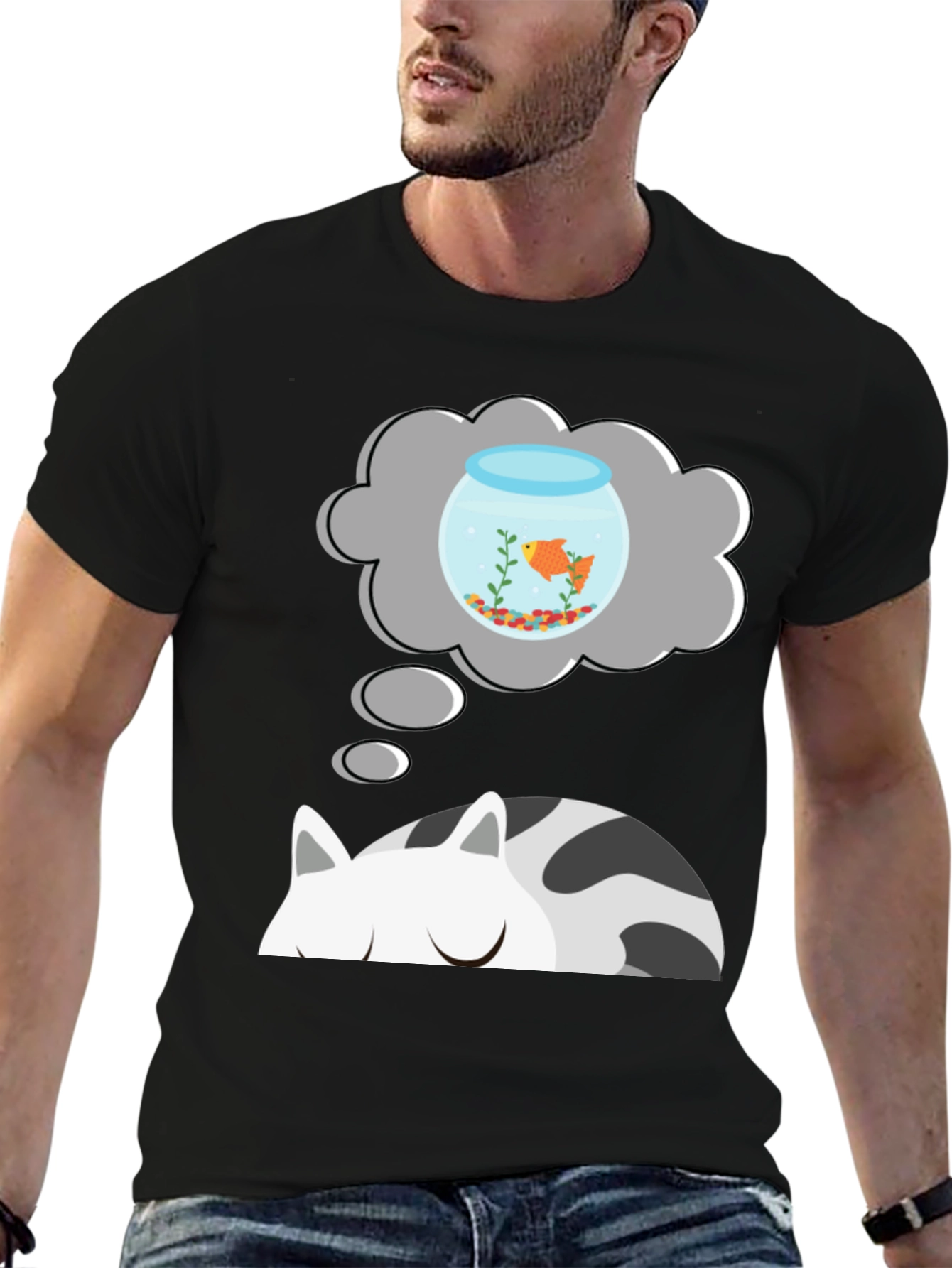 Cat Dreaming of Goldfish T-Shirt