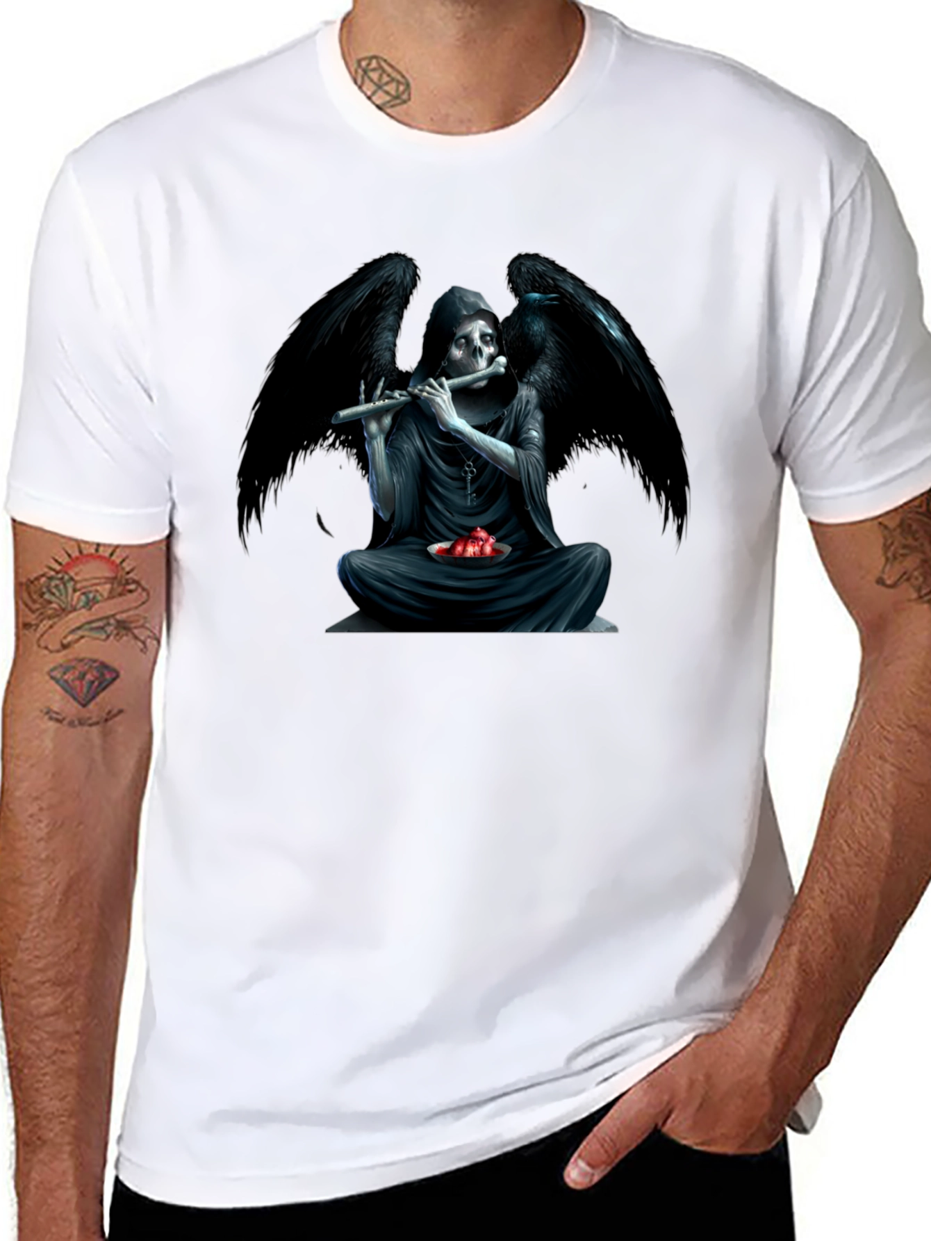 Grim Reaper Flute Graphic T-Shirt