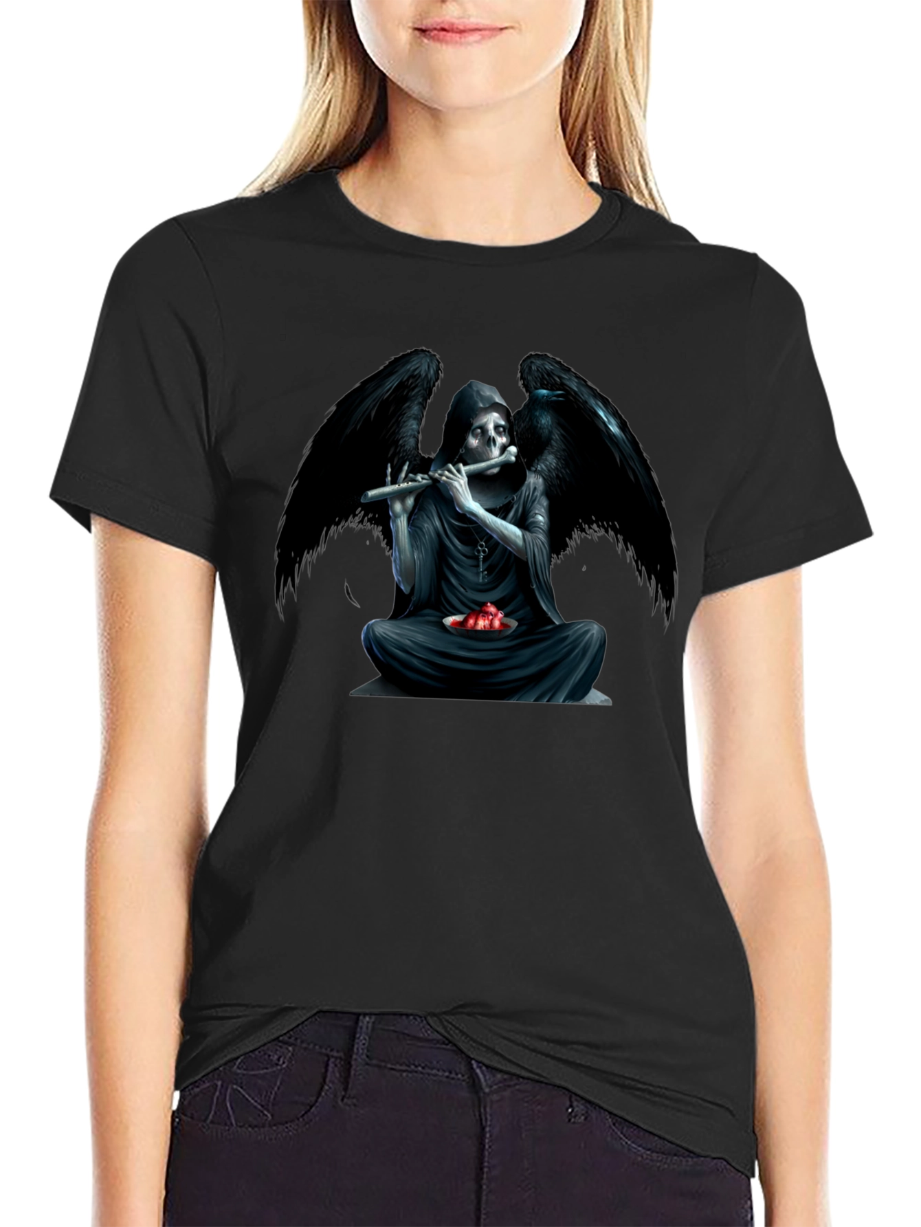 Grim Reaper Flute Graphic T-Shirt