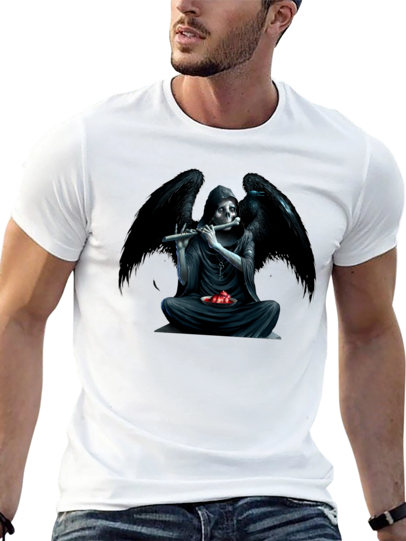 Grim Reaper Flute Graphic T-Shirt