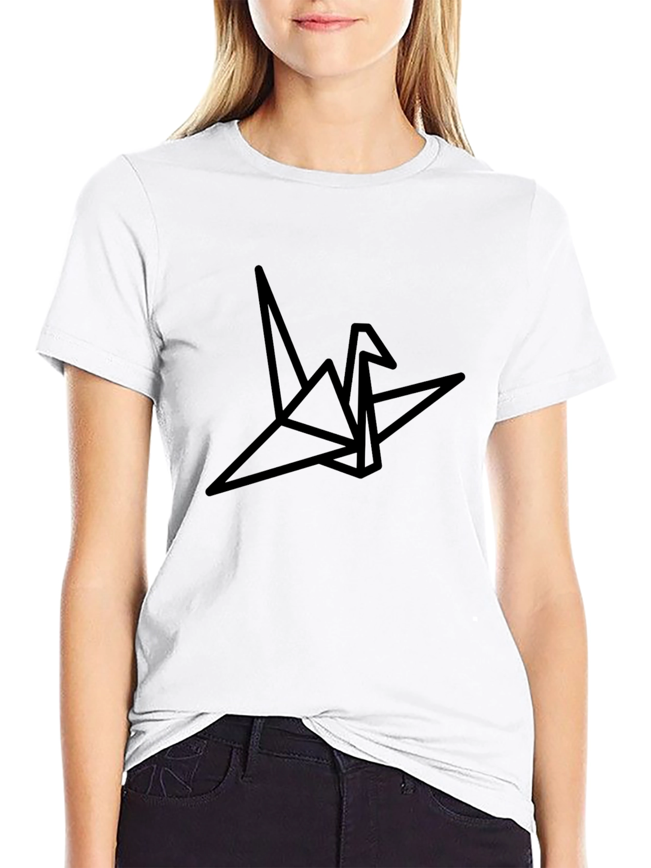 Origami Crane Graphic Tee - Stylish Black T-Shirt