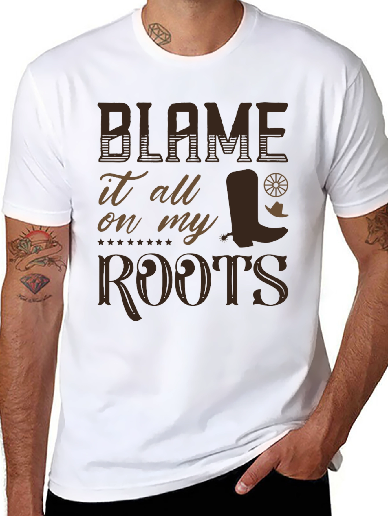 Blame It On My Roots T-Shirt - Cowboy Style
