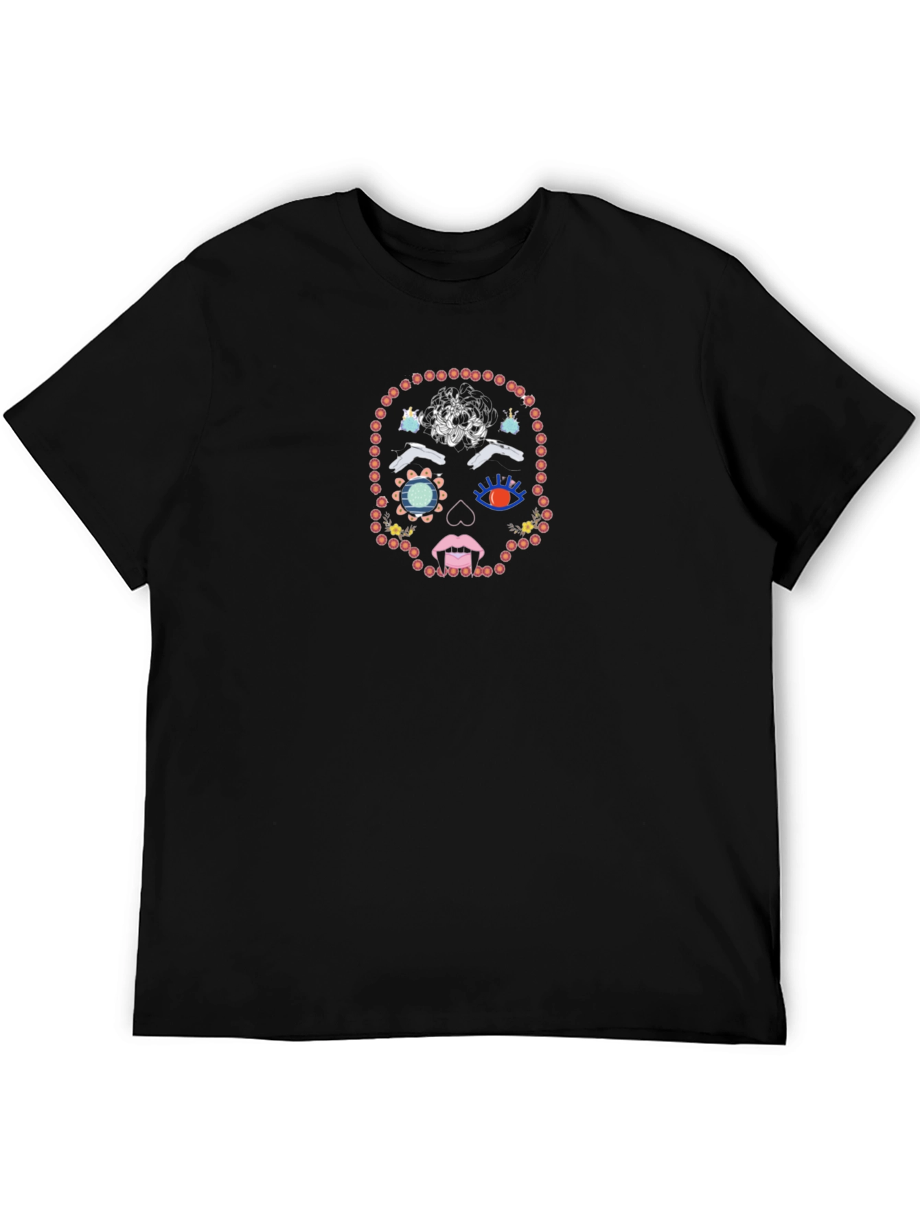 Sugar Skull Bead Graphic Black T-Shirt