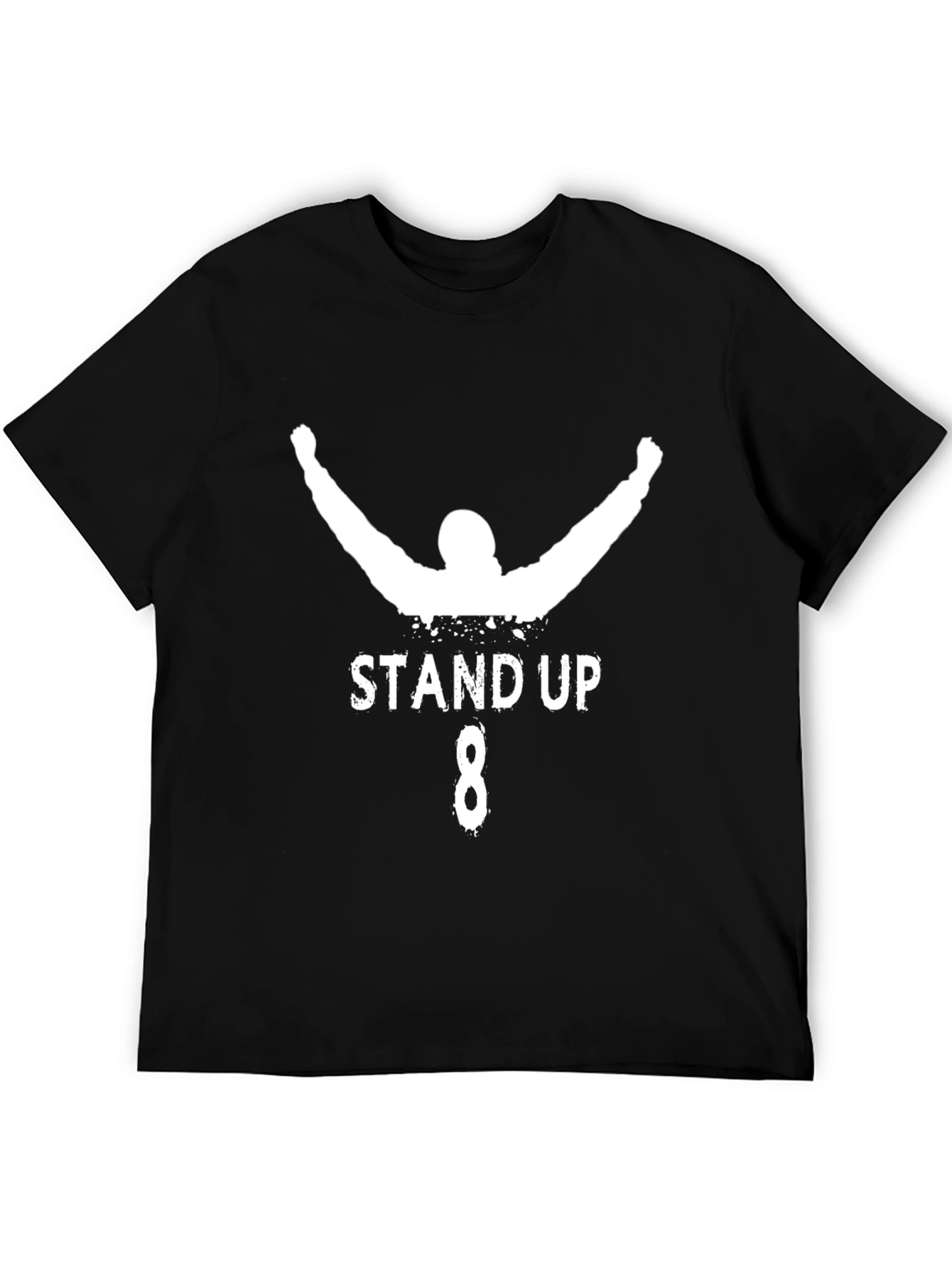 Stand Up 8 Graphic T-Shirt Black Cotton Tee