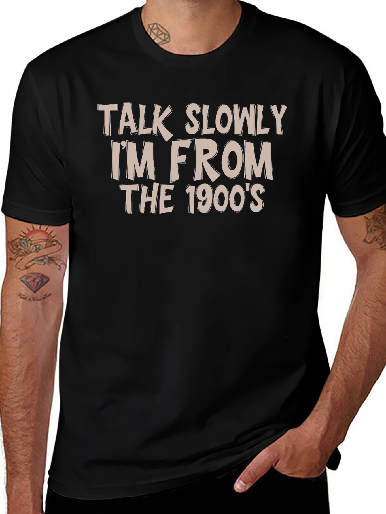Funny Talk Slowly 1900s Black T-Shirt