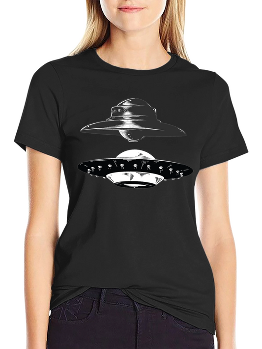 UFO Graphic T-Shirt - Black Alien Spacecraft Tee