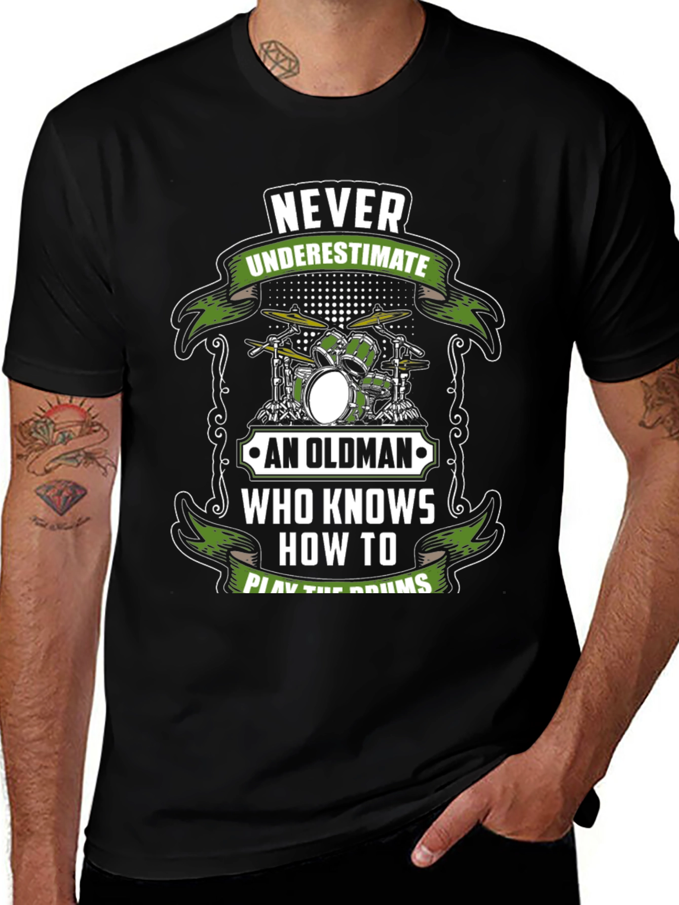 Never Underestimate Old Man Who Knows Drums T-Shirt