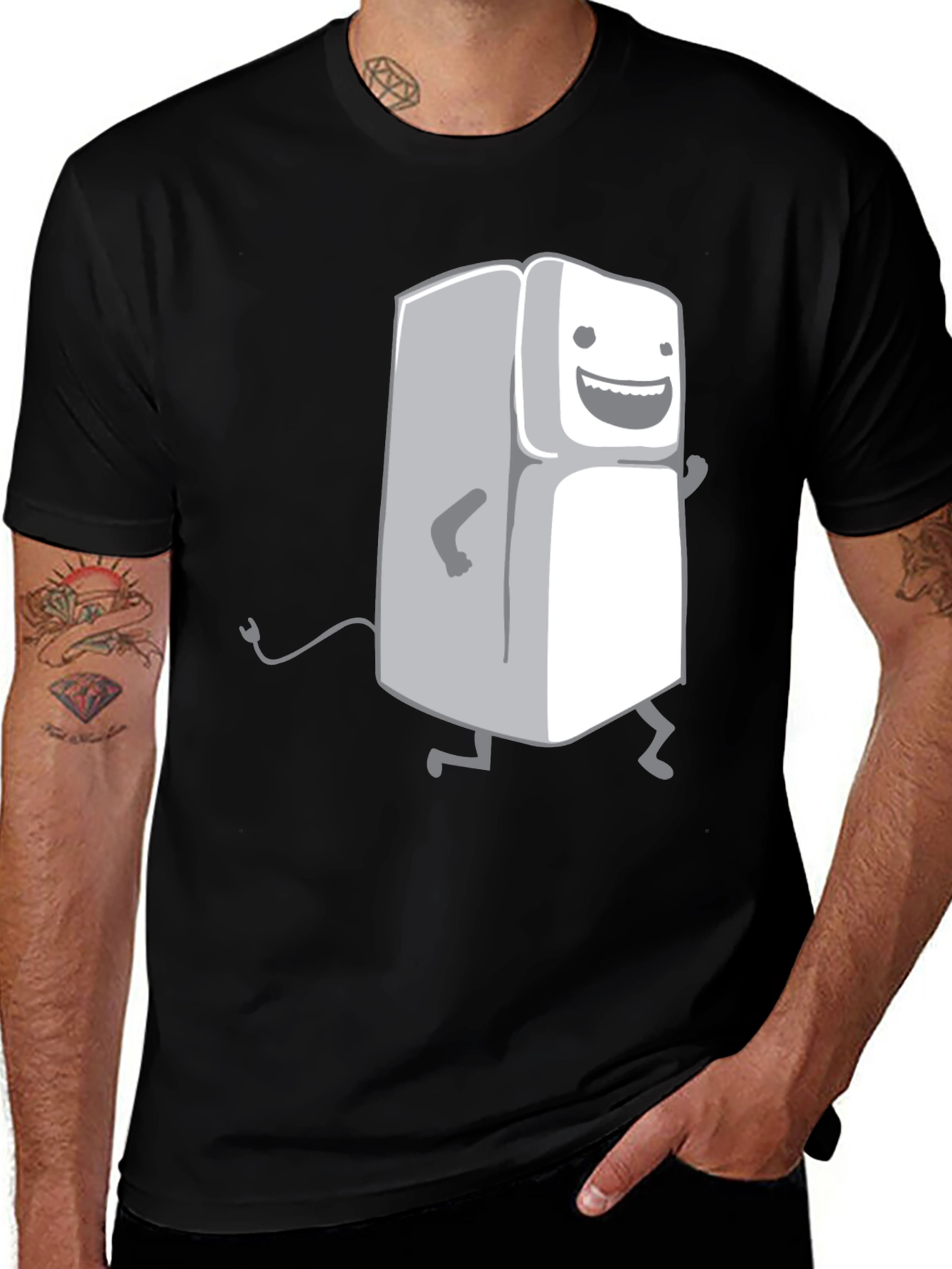 Funny Refrigerator Graphic T-Shirt - Black