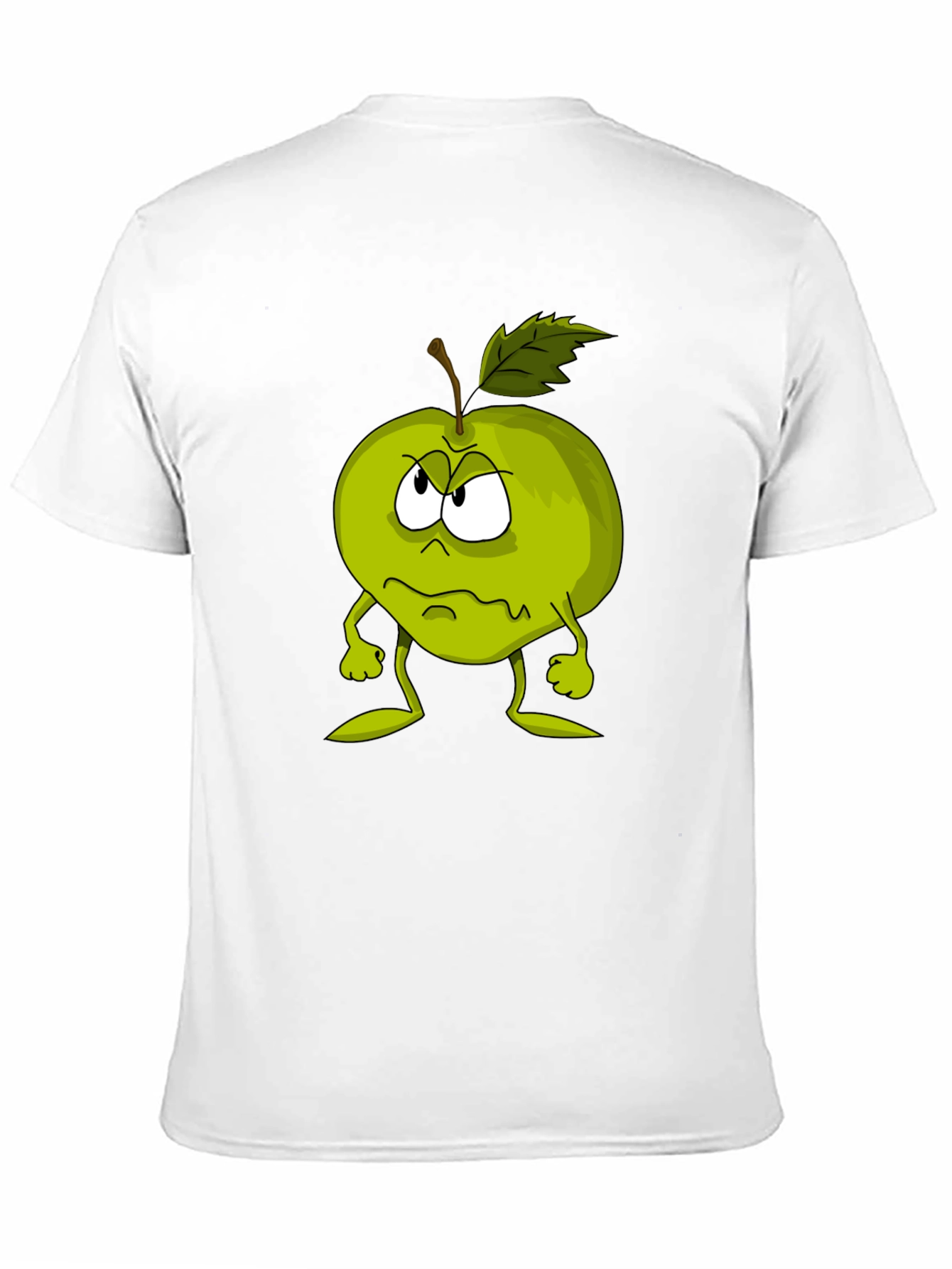 Grumpy Apple Cartoon Graphic Black T-Shirt