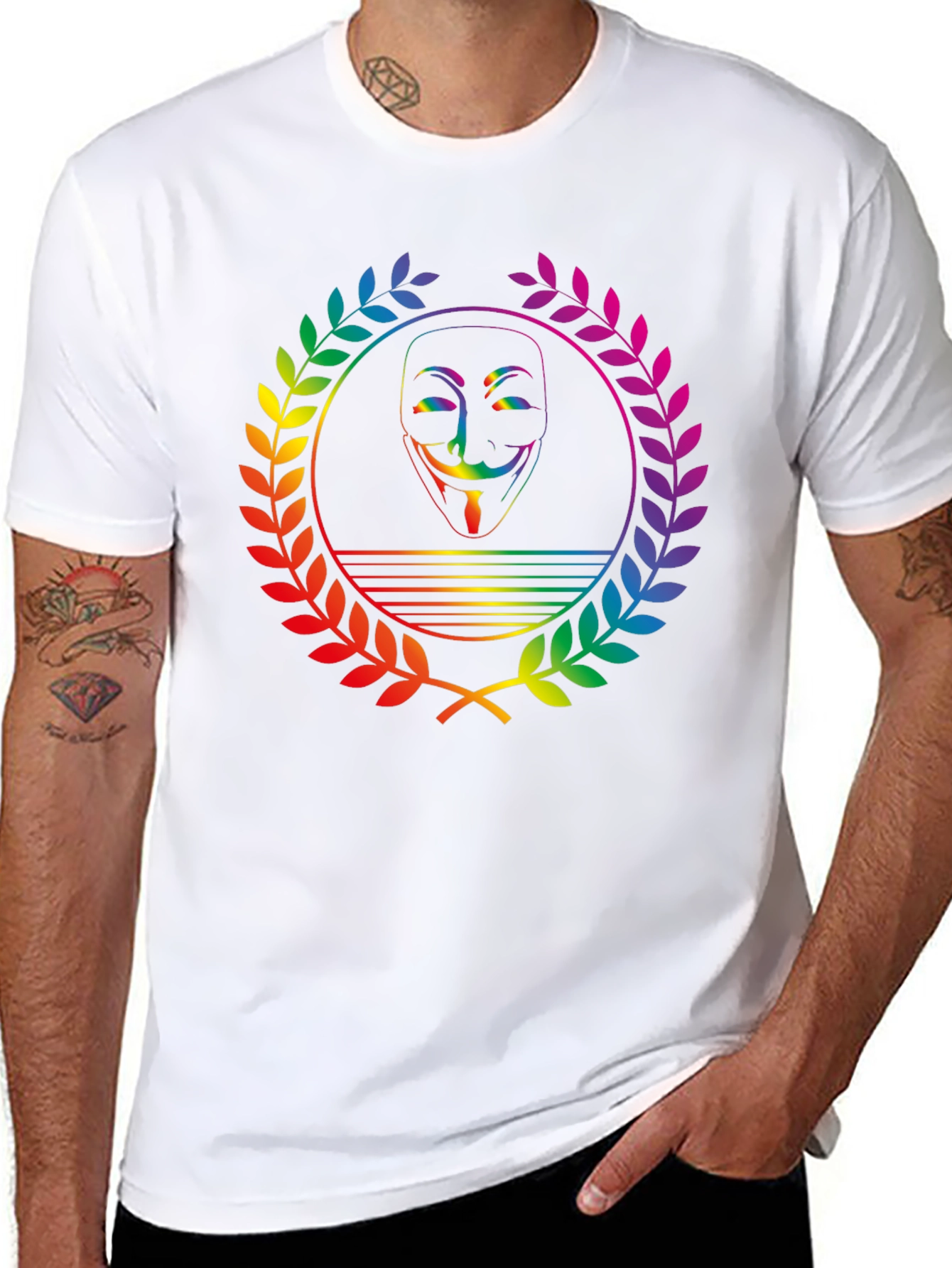 Rainbow Anonymous Mask Graphic Tee