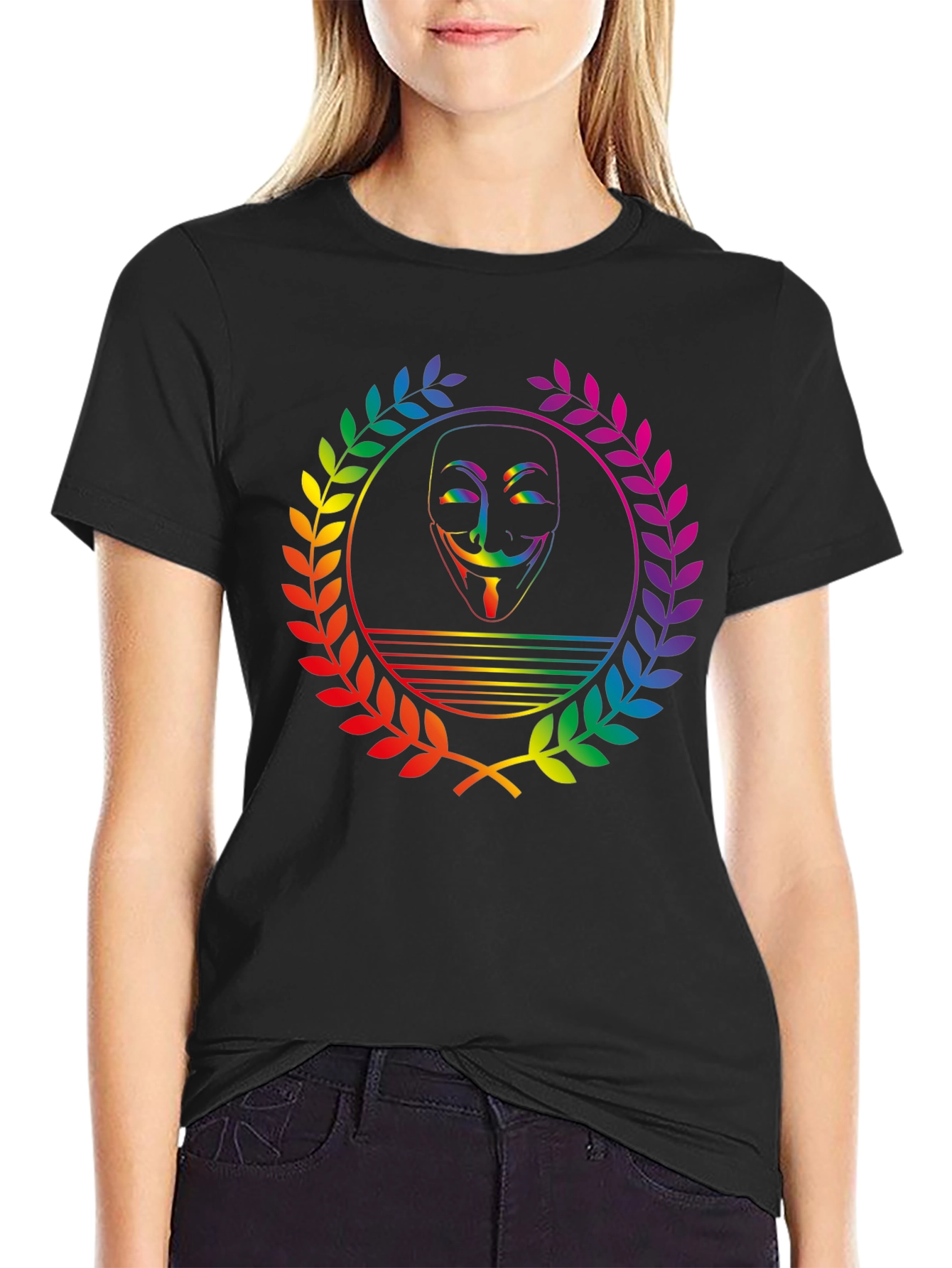 Rainbow Anonymous Mask Graphic Tee