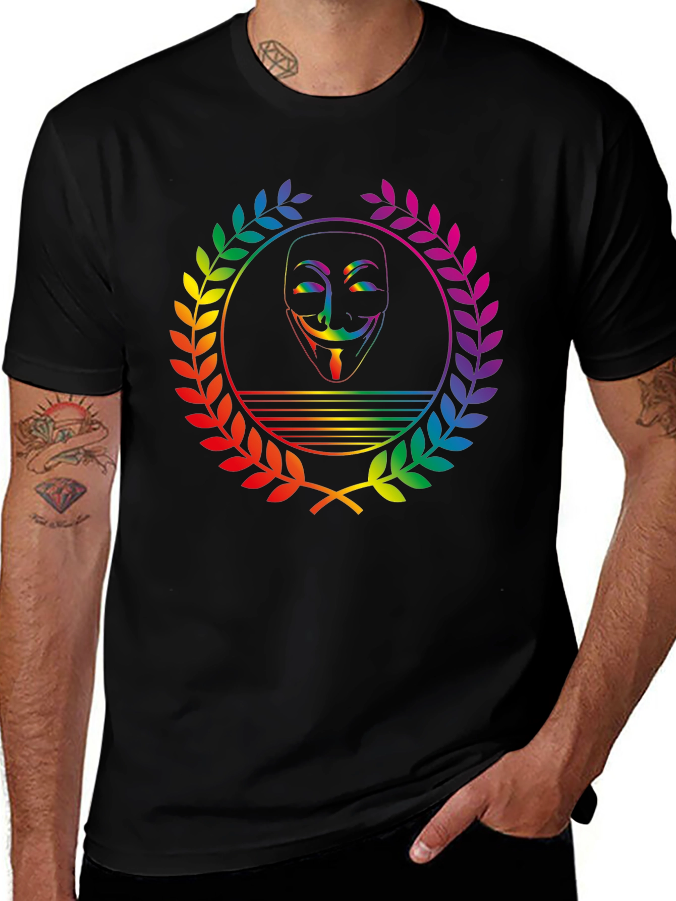 Rainbow Anonymous Mask Graphic Tee