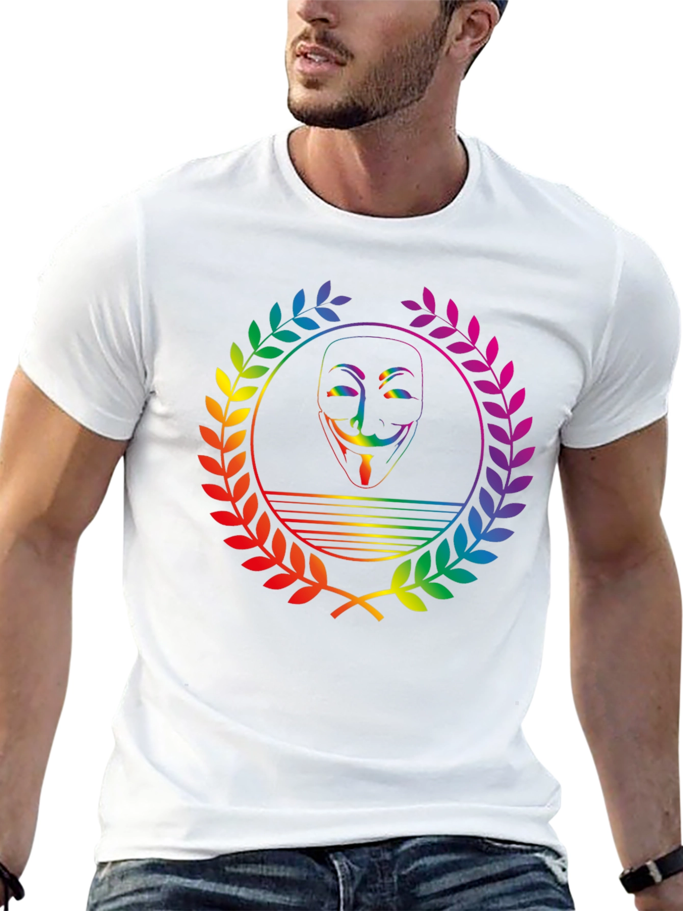 Rainbow Anonymous Mask Graphic Tee