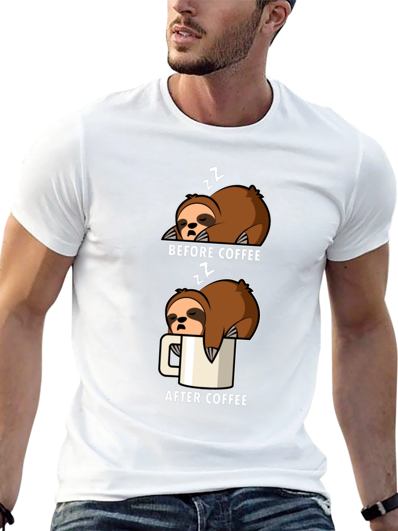 Sloth Before and After Coffee T-Shirt