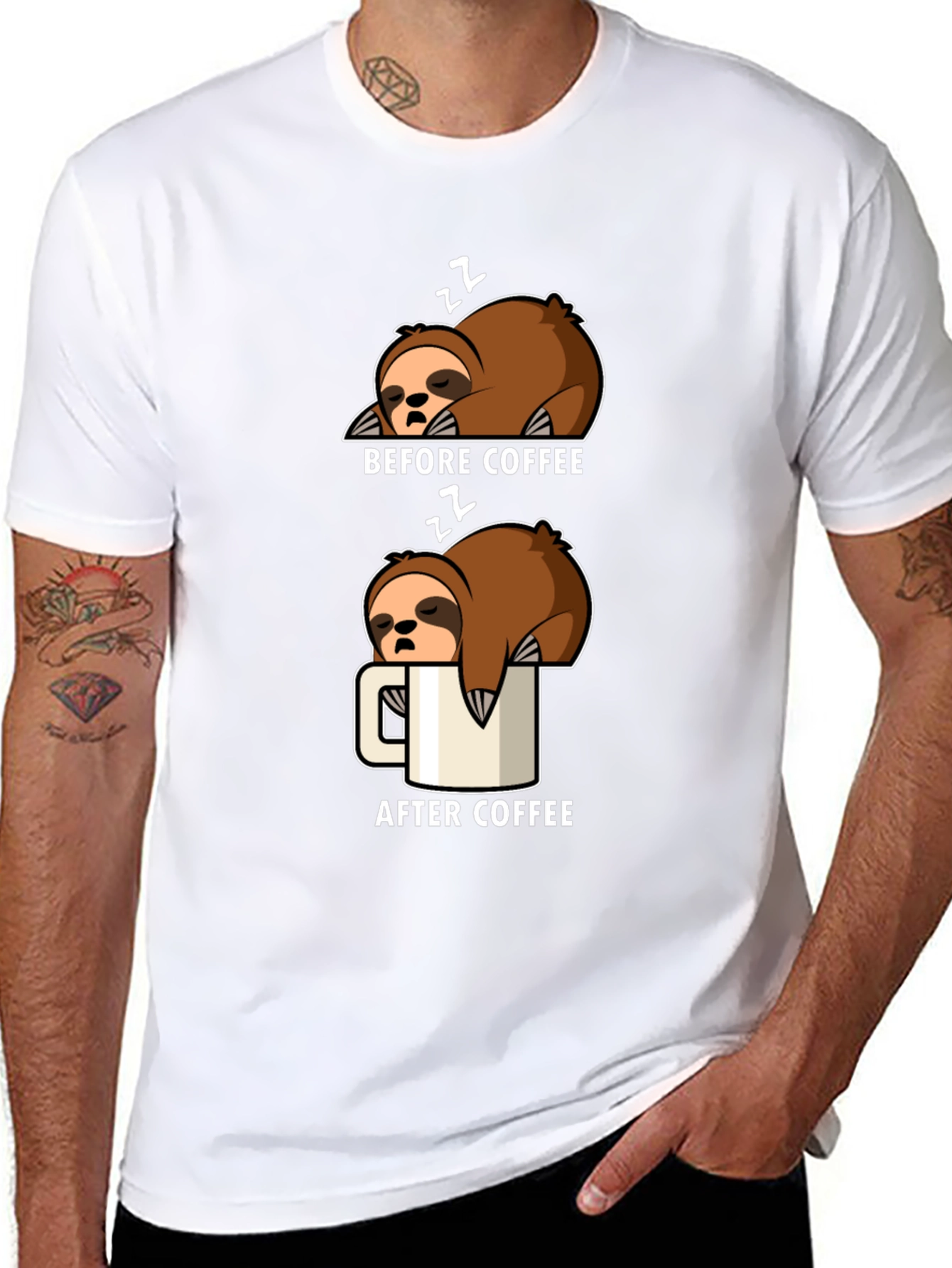 Sloth Before and After Coffee T-Shirt