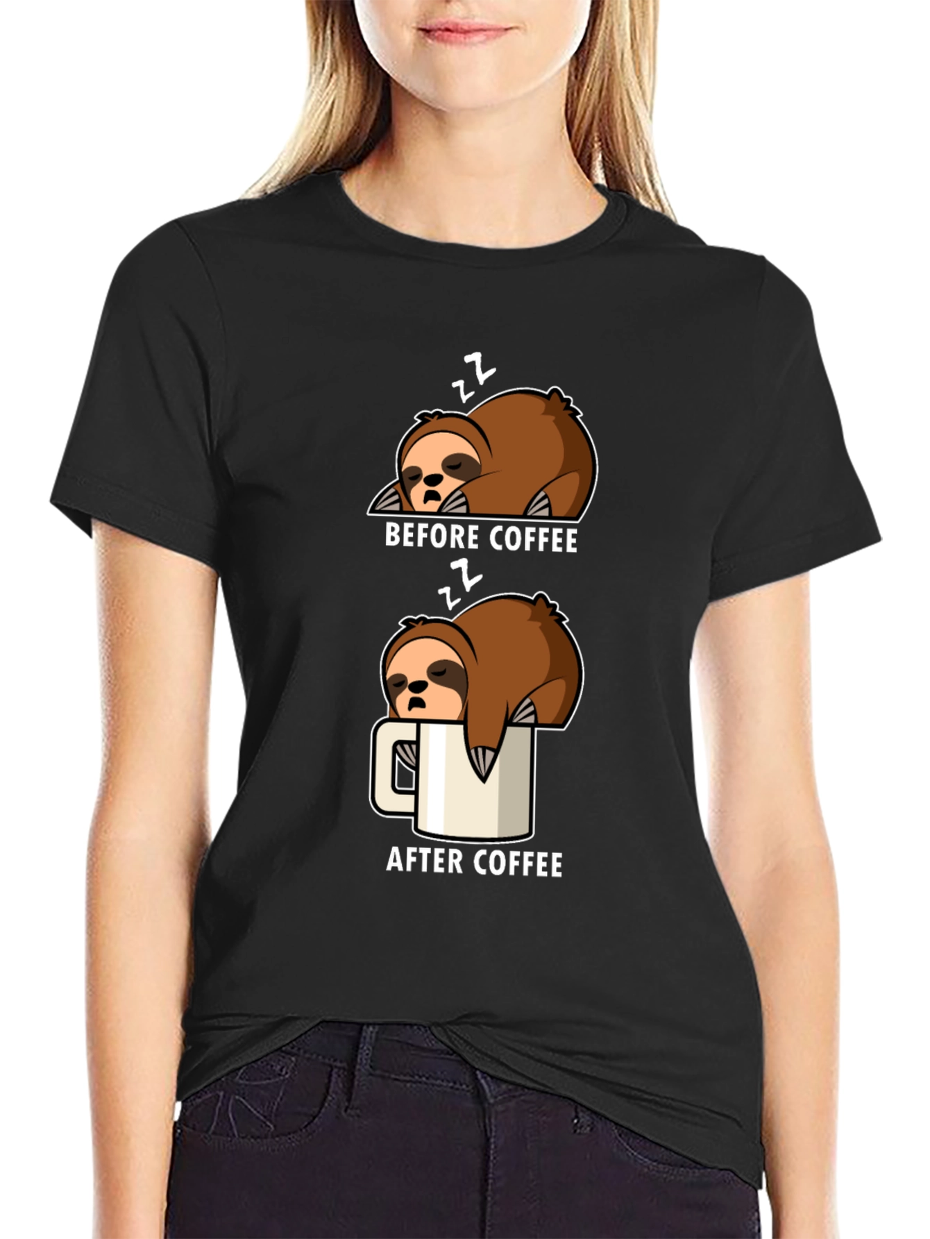 Sloth Before and After Coffee T-Shirt