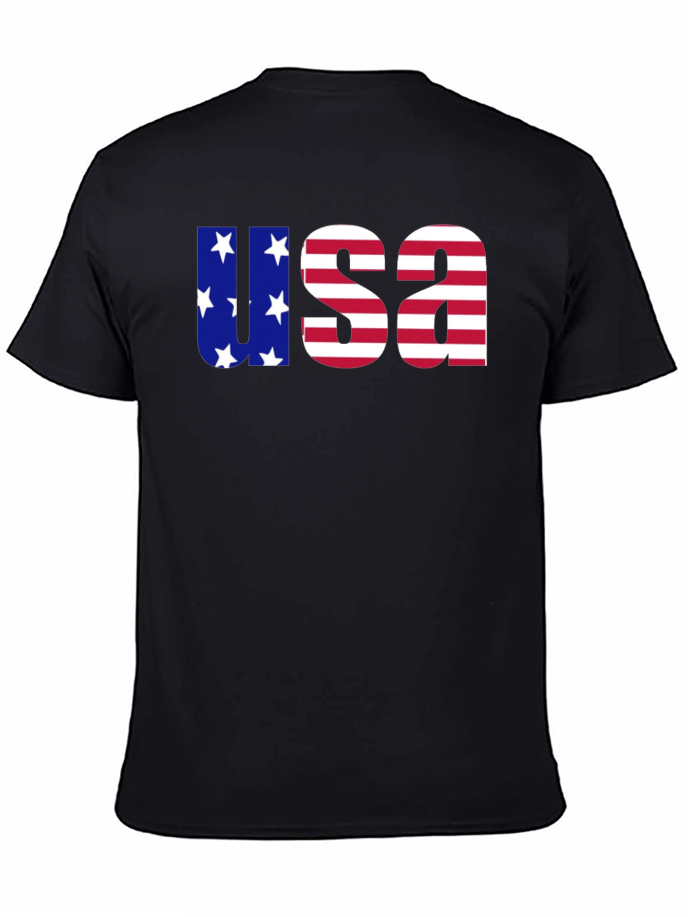 USA Flag Graphic Tee - Patriotic Mens Black T-Shirt