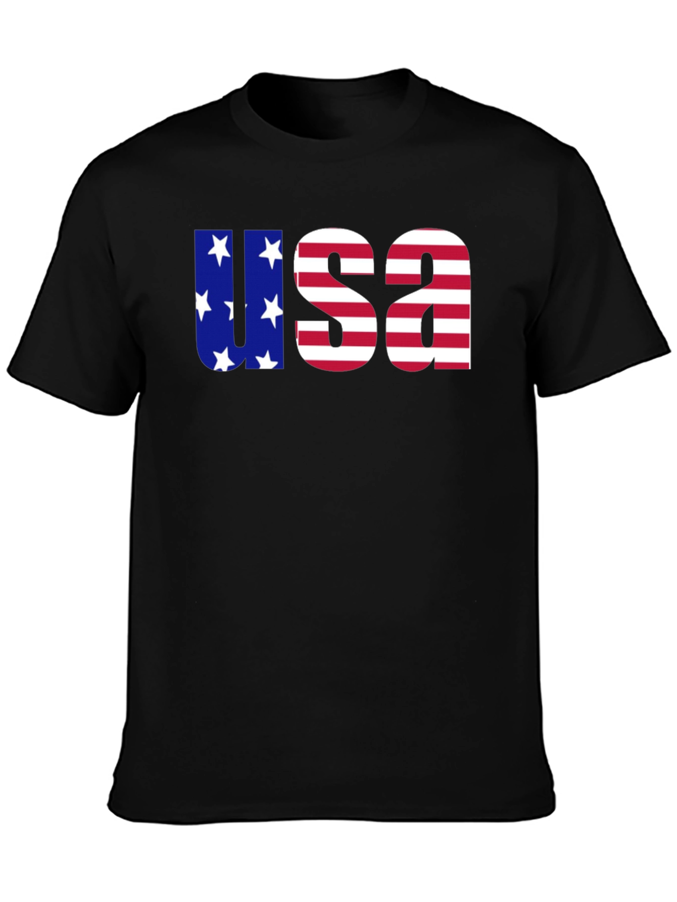 USA Flag Graphic Tee - Patriotic Mens Black T-Shirt