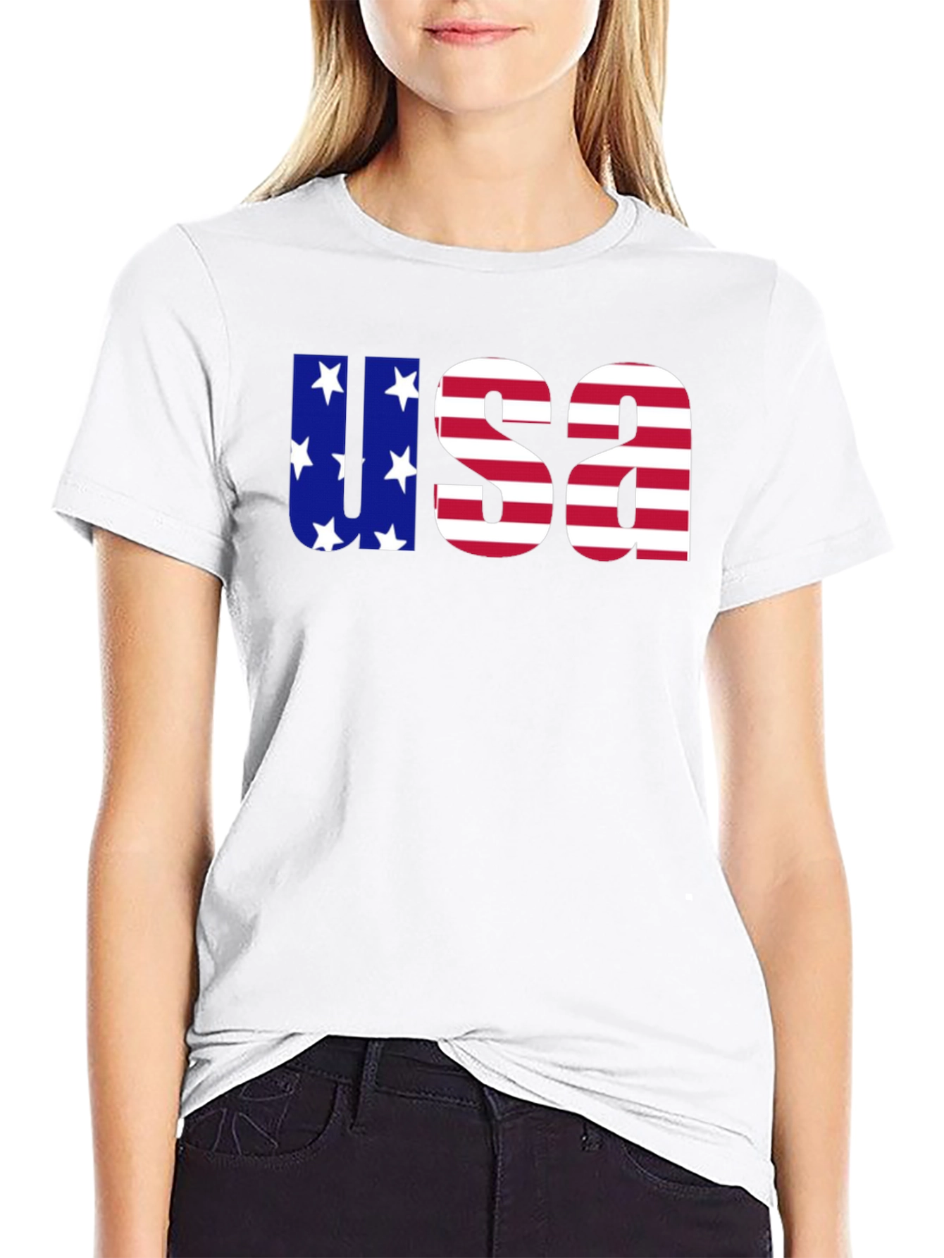 USA Flag Graphic Tee - Patriotic Mens Black T-Shirt
