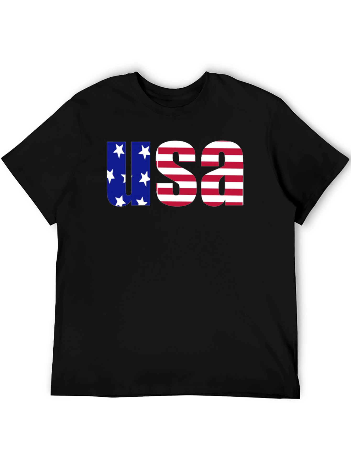 USA Flag Graphic Tee - Patriotic Mens Black T-Shirt