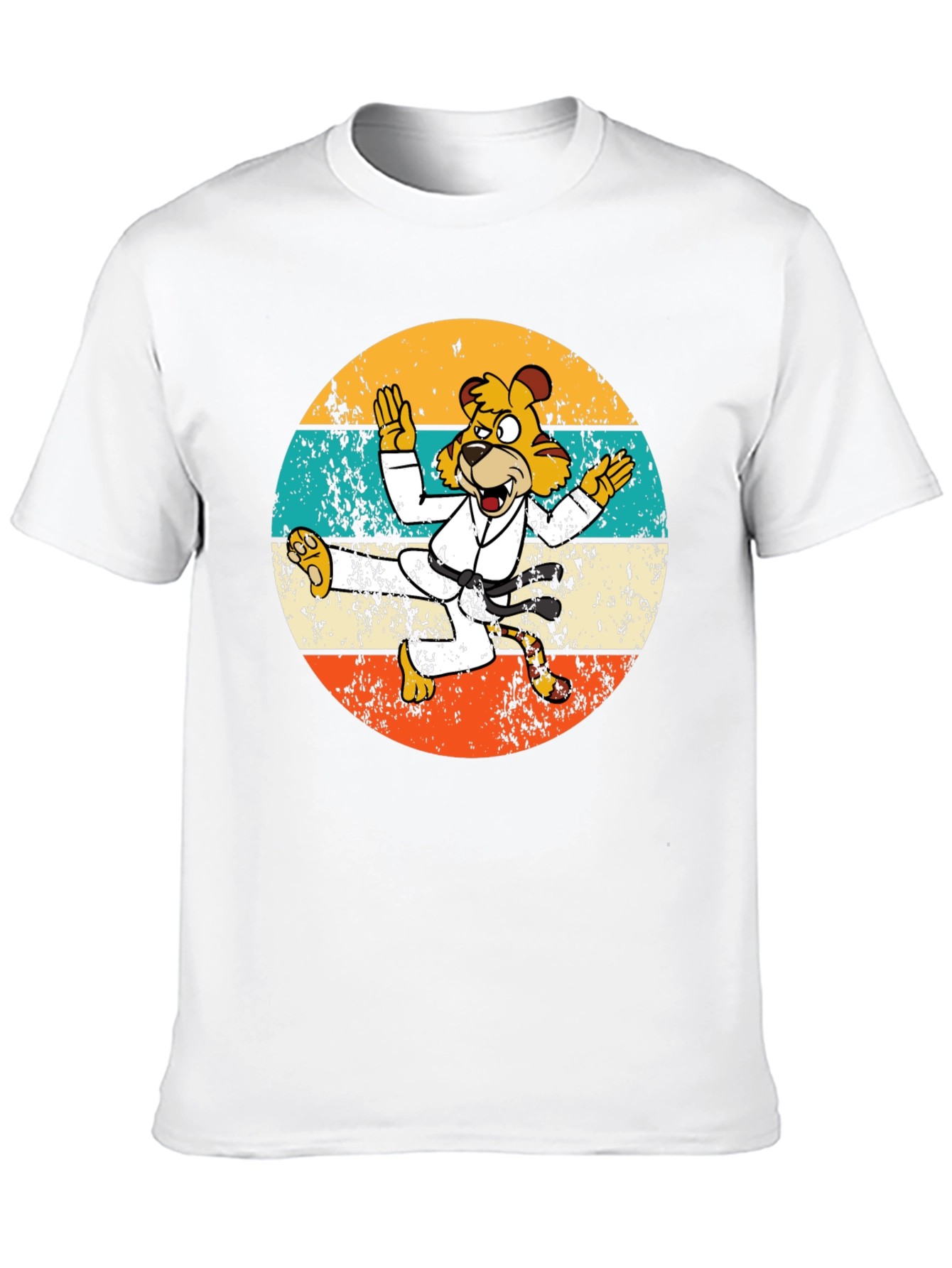 Retro Karate Tiger Graphic T-Shirt