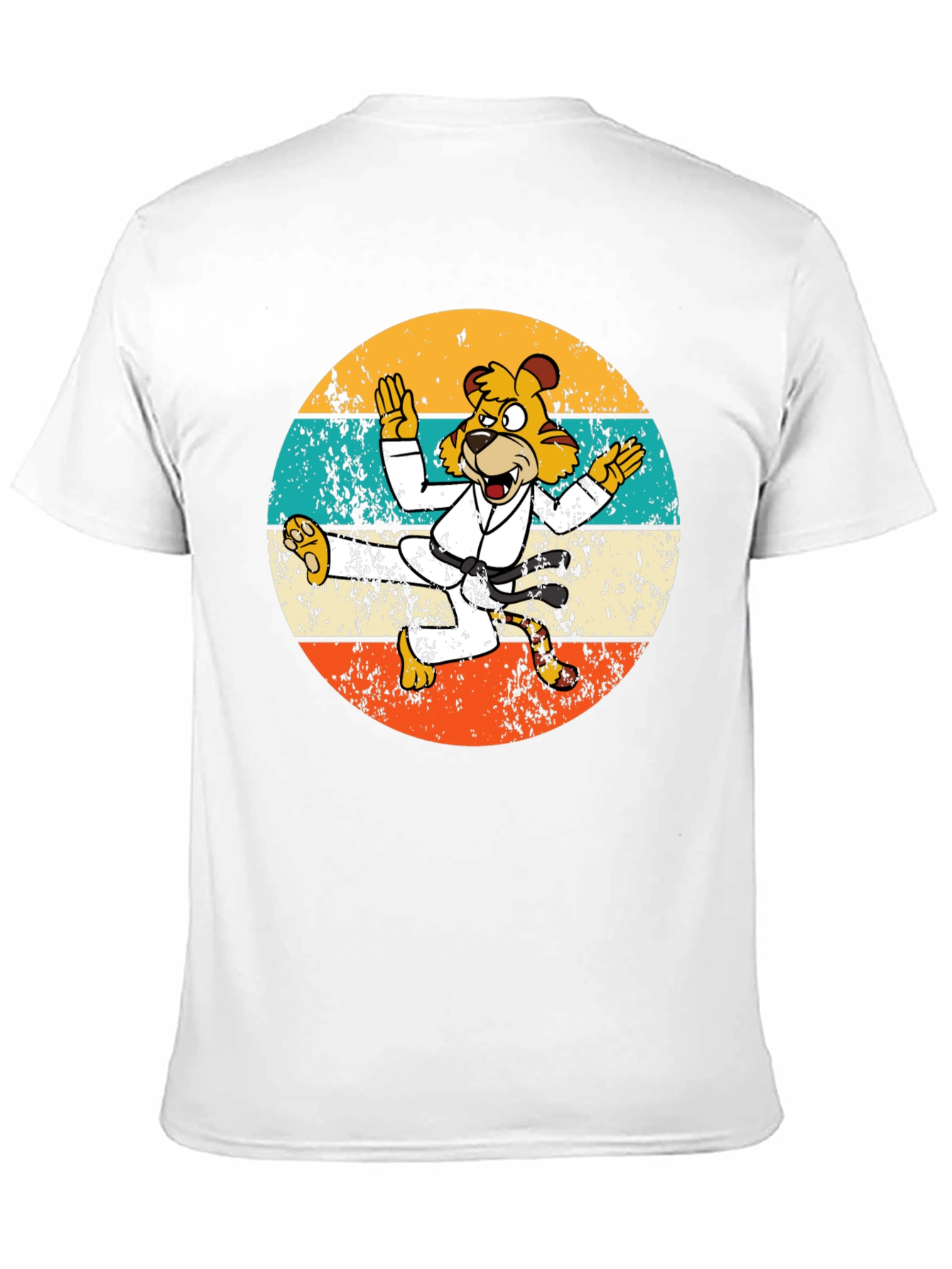 Retro Karate Tiger Graphic T-Shirt