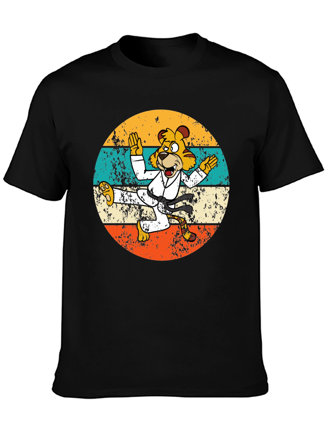 Retro Karate Tiger Graphic T-Shirt