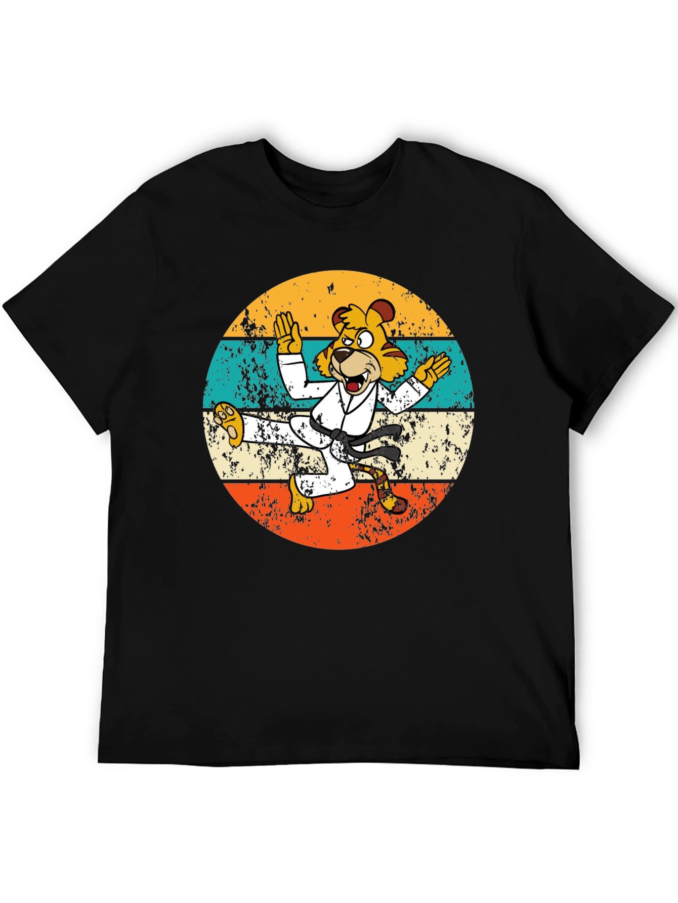 Retro Karate Tiger Graphic T-Shirt