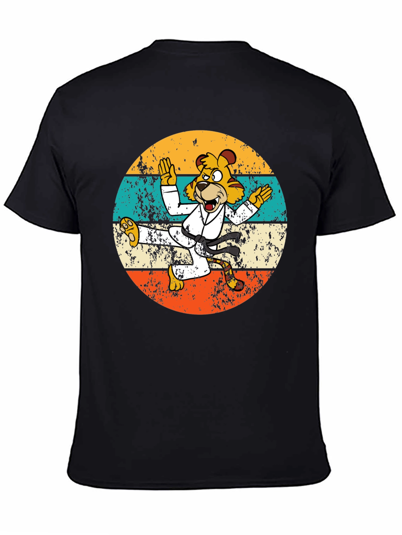 Retro Karate Tiger Graphic T-Shirt