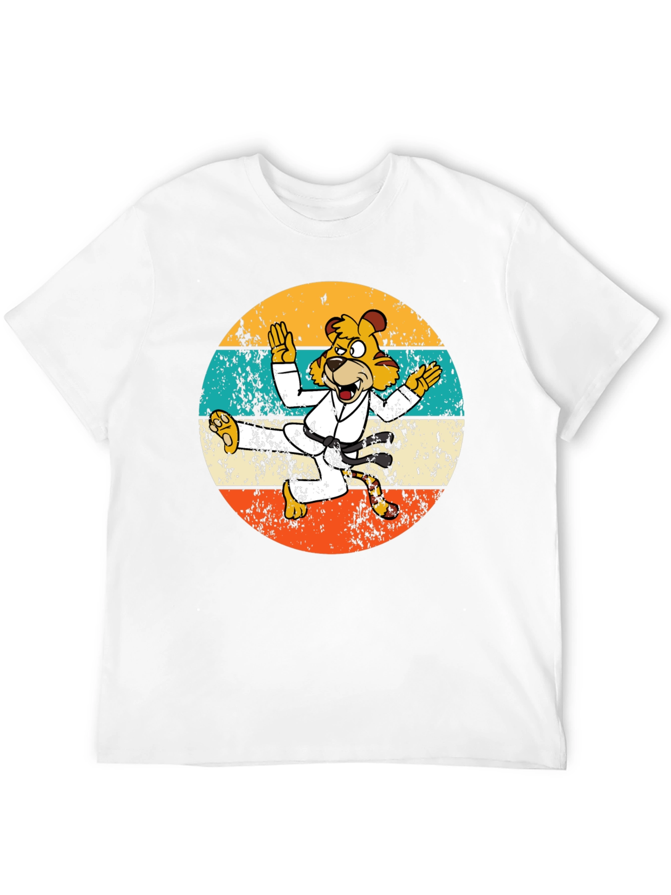 Retro Karate Tiger Graphic T-Shirt