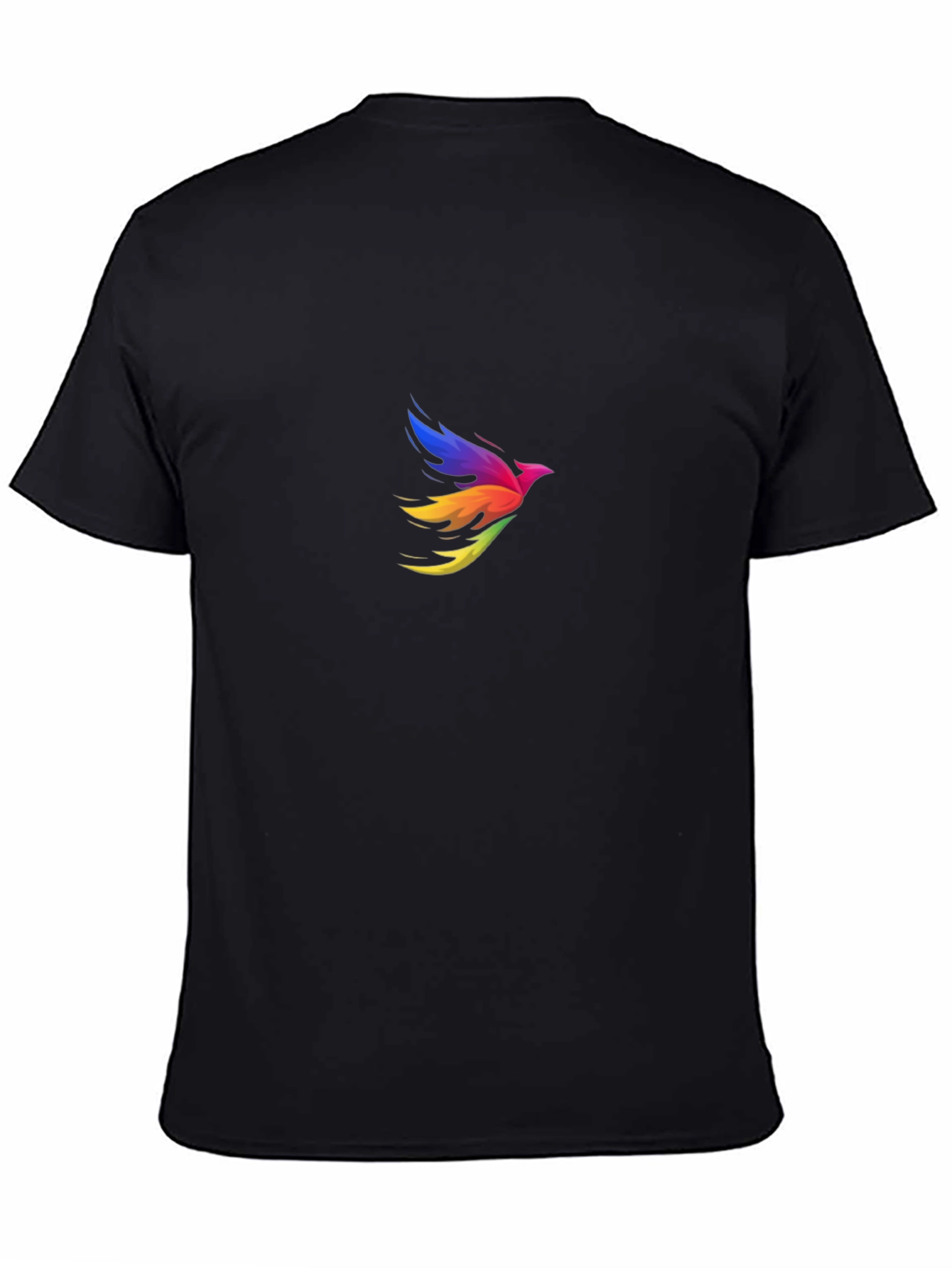 Rainbow Bird Graphic Tee - Black Cotton Blend T-Shirt