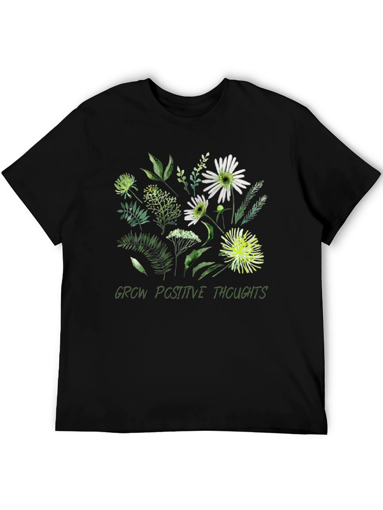 Floral Grow Positive Thoughts Graphic T-Shirt