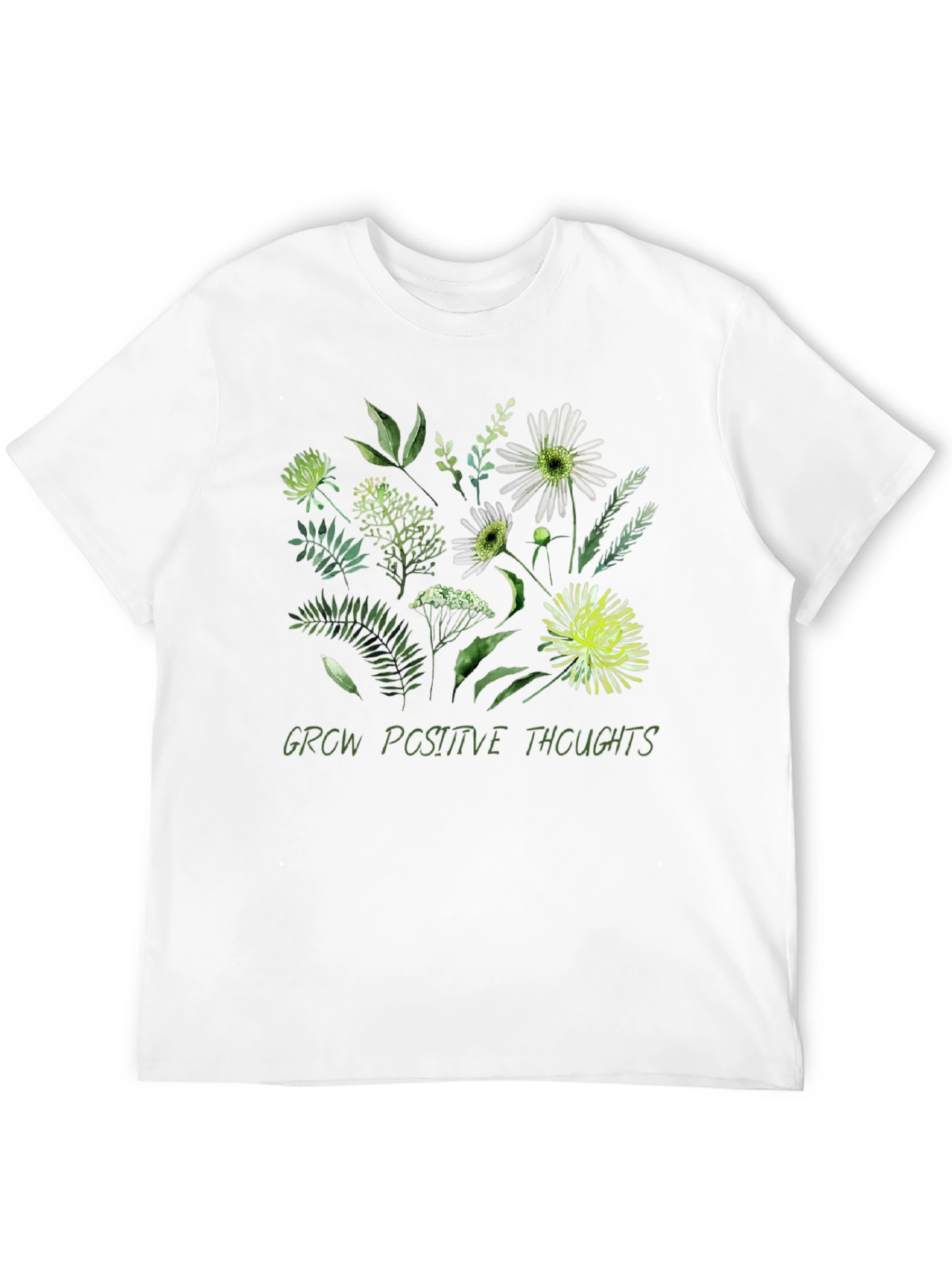 Floral Grow Positive Thoughts Graphic T-Shirt
