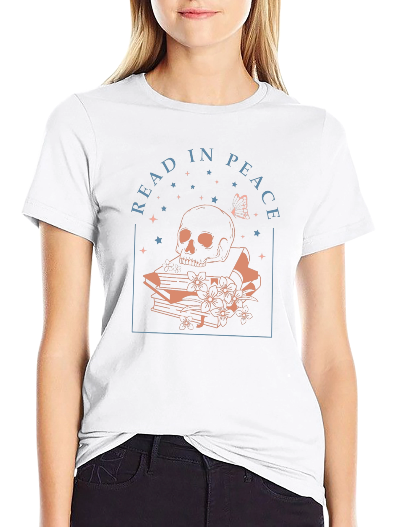 Read in Peace Graphic Tee - Skull & Books