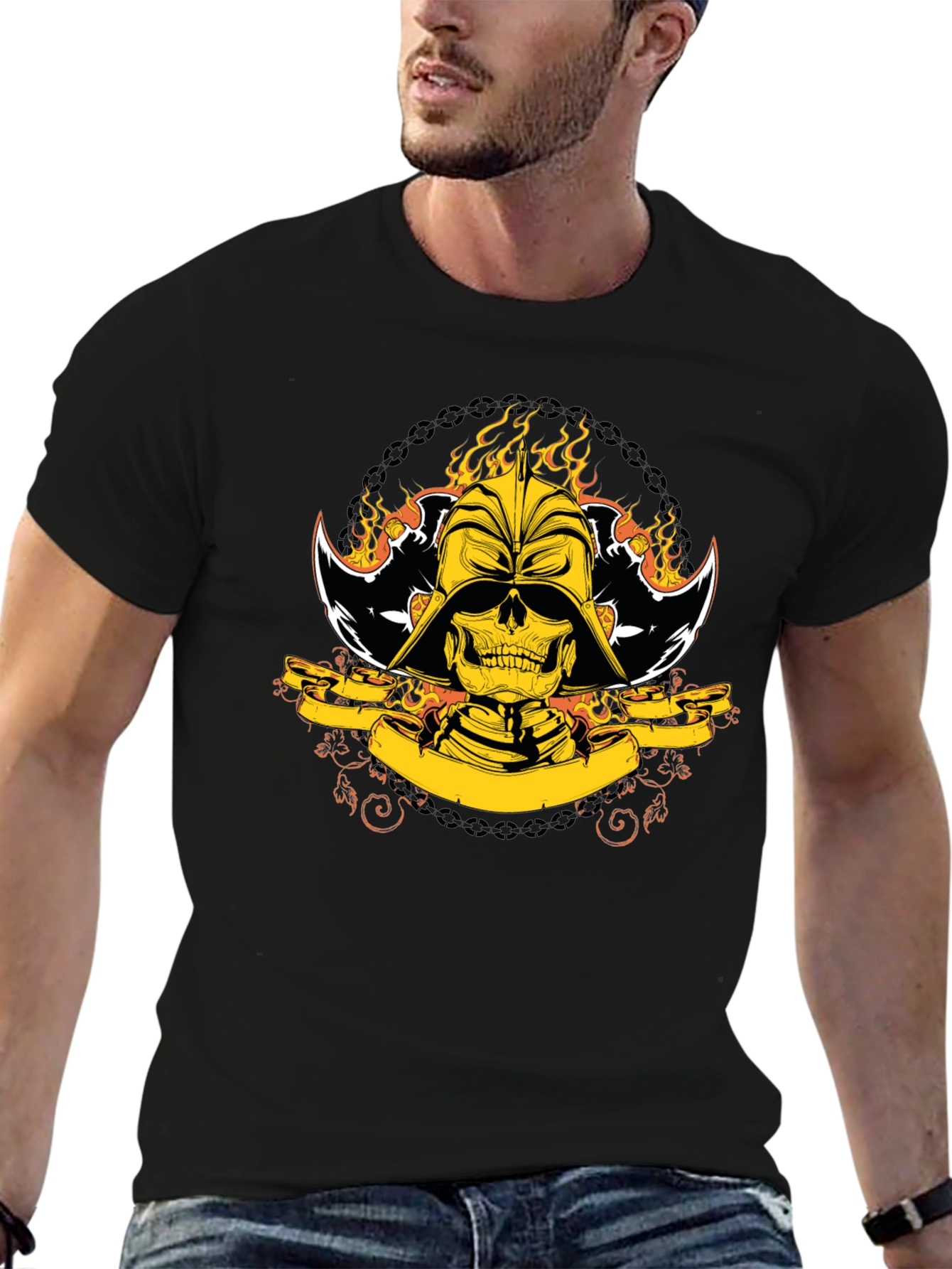 Darth Skull Graphic T-Shirt - Black Cotton Tee